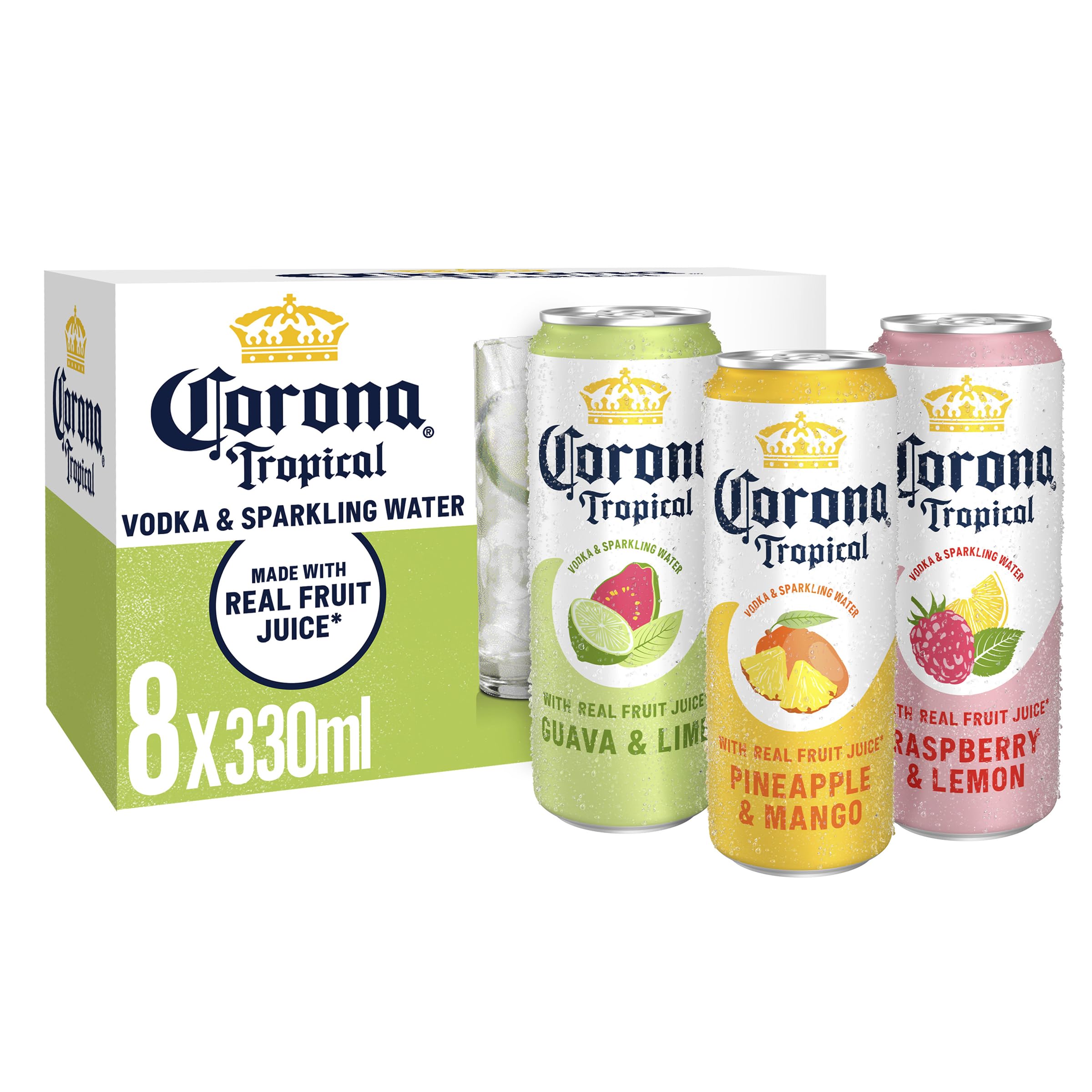 Corona Tropical Vodka & Sparkling Water Variety Pack, 24 x 330ml