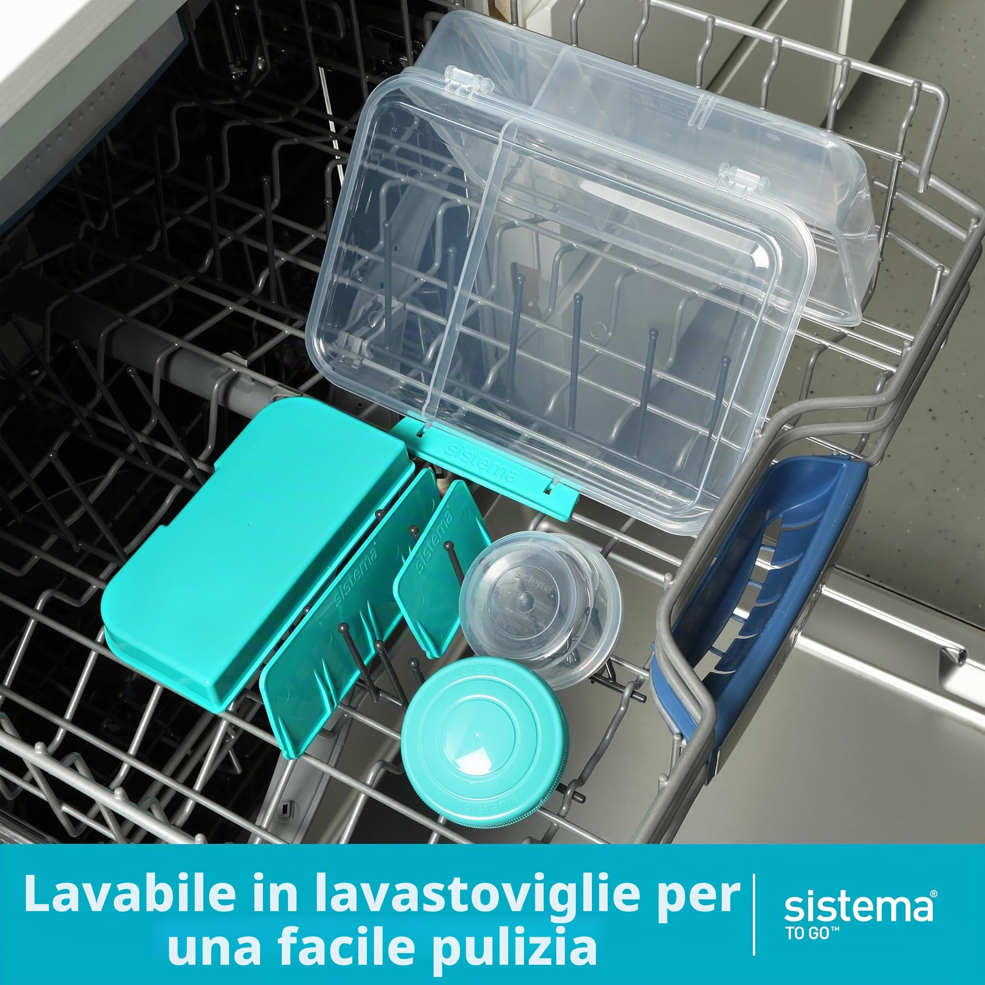 Sistema To Go Bento Box Create | Scatole per il pranzo con scomparti e vaschette per gli spuntini | 1,48 L | Senza BPA | 2 conteggi | Verde menta