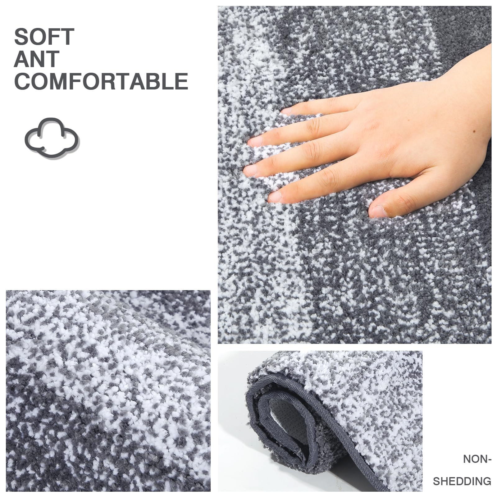 Enyhom Weich Groß Badematten 80 x 120 cm, Badezimmerteppich Badteppich rutschfeste Wasserabsorbierend Badvorleger für Dusche,Badewanne Maschinenwaschbar Duschvorleger Duschteppich,Grau