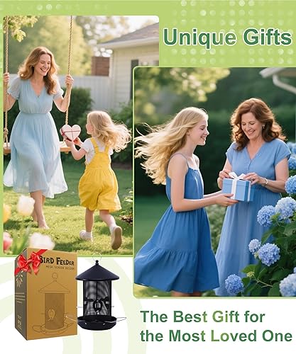 Miniatura 2 de Comederos grandes para pájaros para exteriores, comedero de metal de 12.6 pulgadas para colgar al aire libre con aspecto negro para decoración