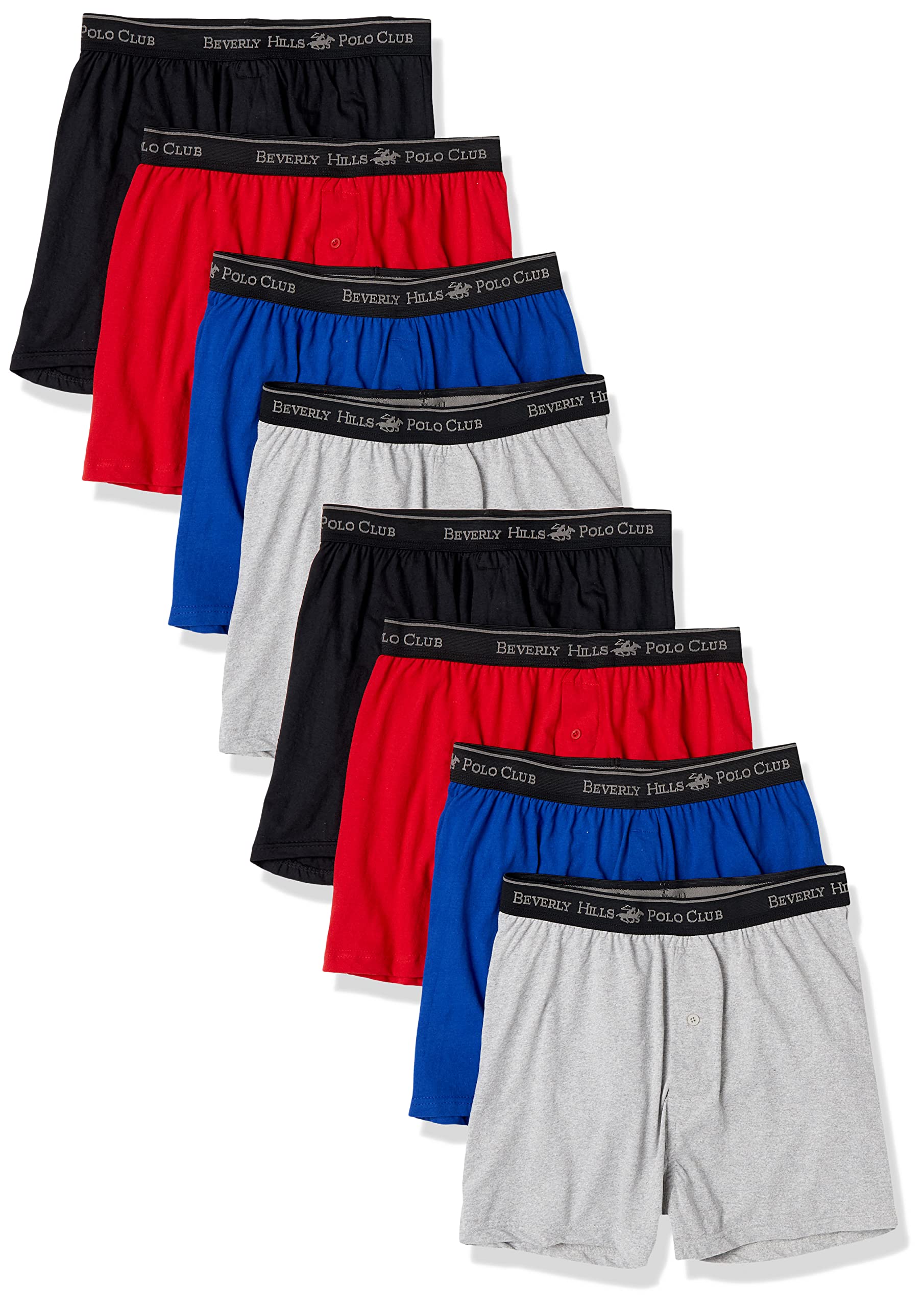 Beverly Hills Polo Club mens Beverly Hills Polo Club Mens 8 Pack Knit Boxer