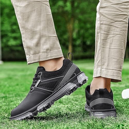 Miniatura 5 de EHQZN Zapatos de golf profesionales para hombre, zapatos de golf para caminar, impermeables, cómodos y transpirables, zapatos de golf y deportes de