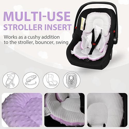 Miniatura 4 de Inserto para asiento de automóvil infantil, cojín reversible 2 en 1 para asiento de automóvil para recién nacido, soporte para la cabeza y el