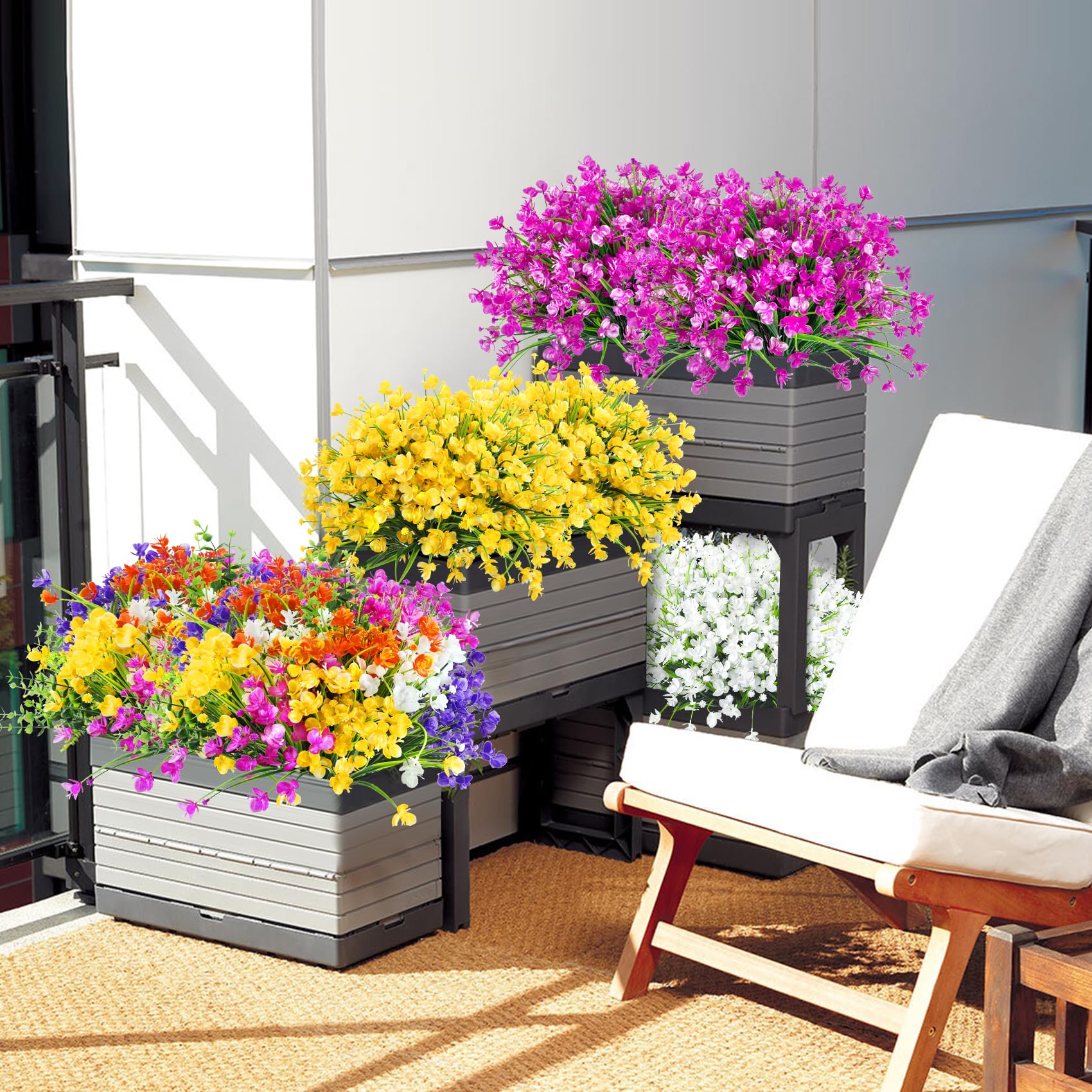 10 Mazzi Di Fiori Artificiali Autunnali Per Esterni, Resistenti UV, Piante Finto Da Giardino, Decorazione Per Portico E Finestra - 3
