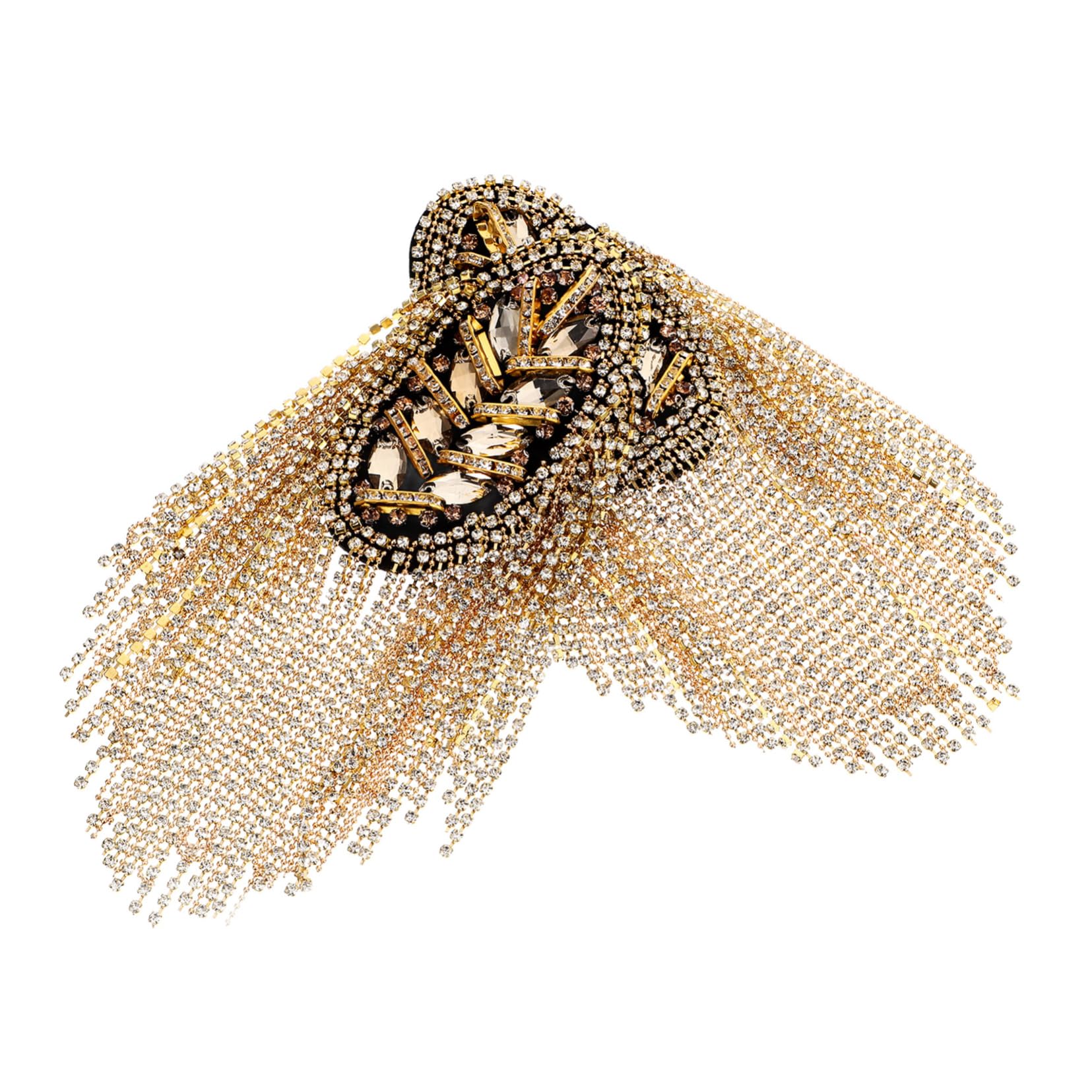 Écharpe d'épaule de luxe ornée de perles et de broches en alliage d'or pour haute couture