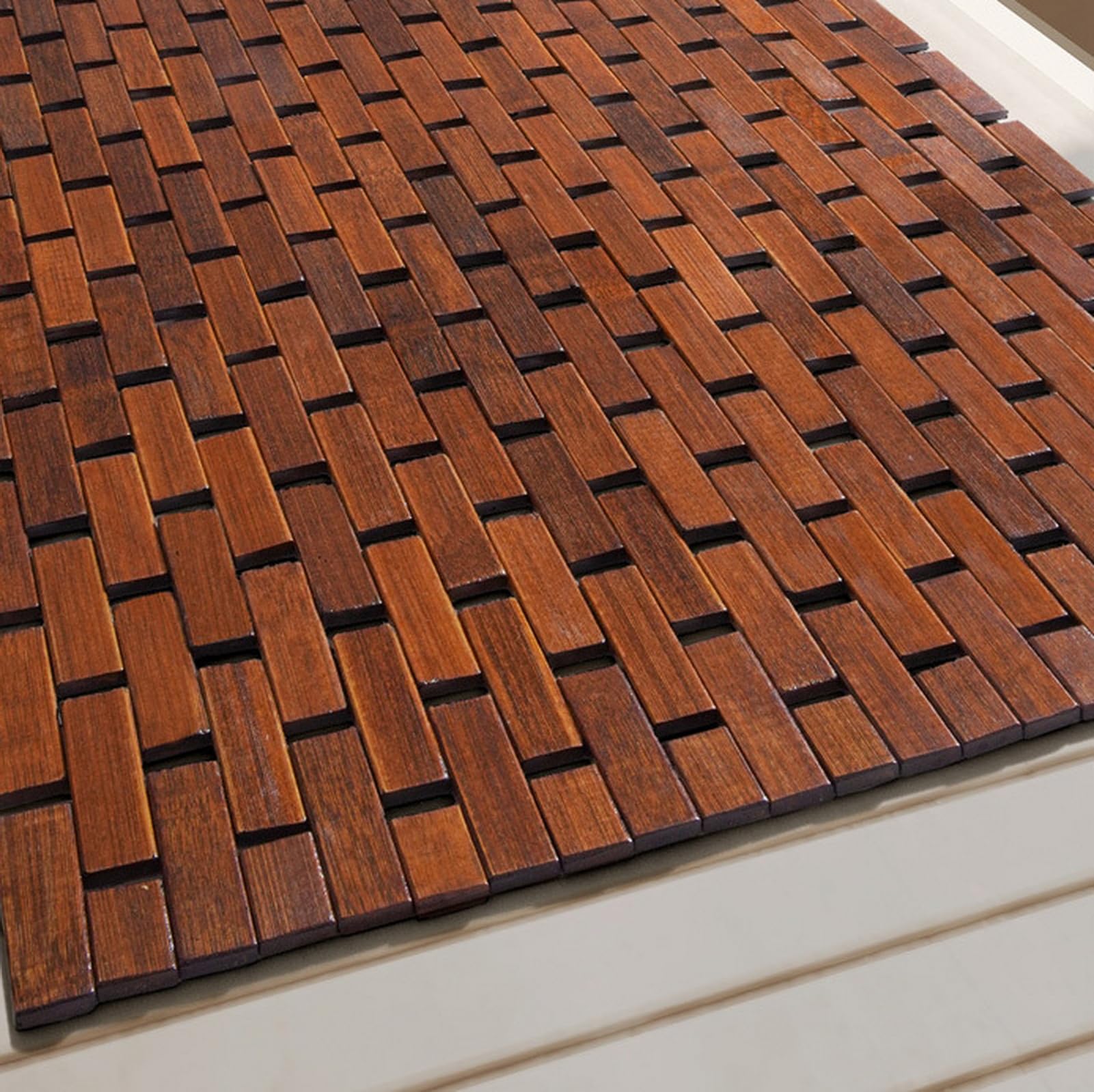 Pedana Doccia bambù, Tappetino per doccia in legno, Tappetino Antiscivolo da Doccia, Vasca e Sauna, Interno, Esterno, Marrone, 50x70cm