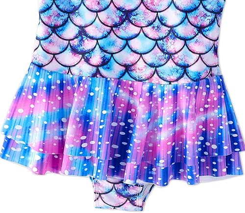 Miniatura 6 de Yuegoo Traje de baño para niñas, de una pieza, estampado 3D, con volantes, traje de baño de playa 2-9T
