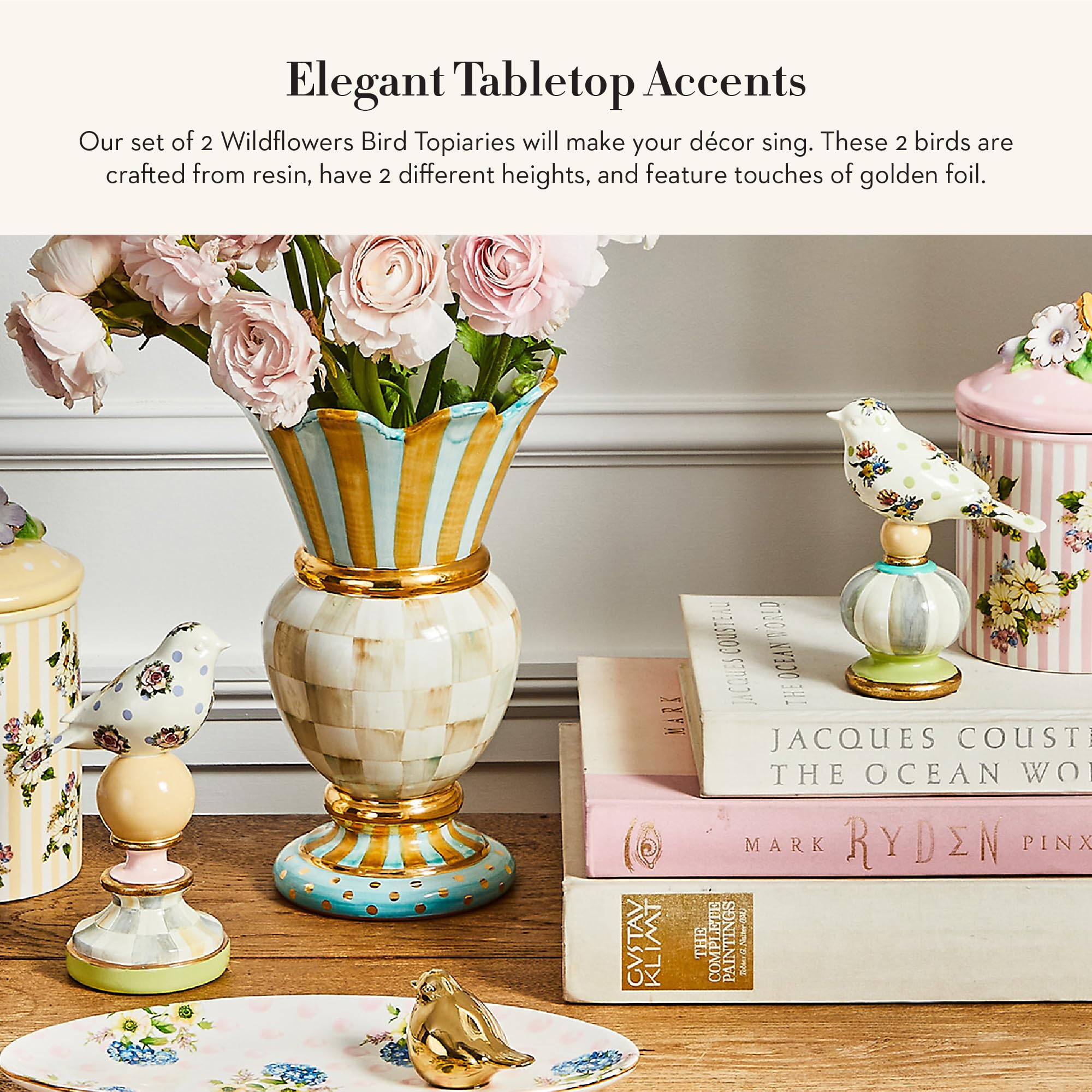 フラワートピアリー Amazon｜MACKENZIE-CHILDS ワイルドフラワー 鳥 トピアリー - 2個