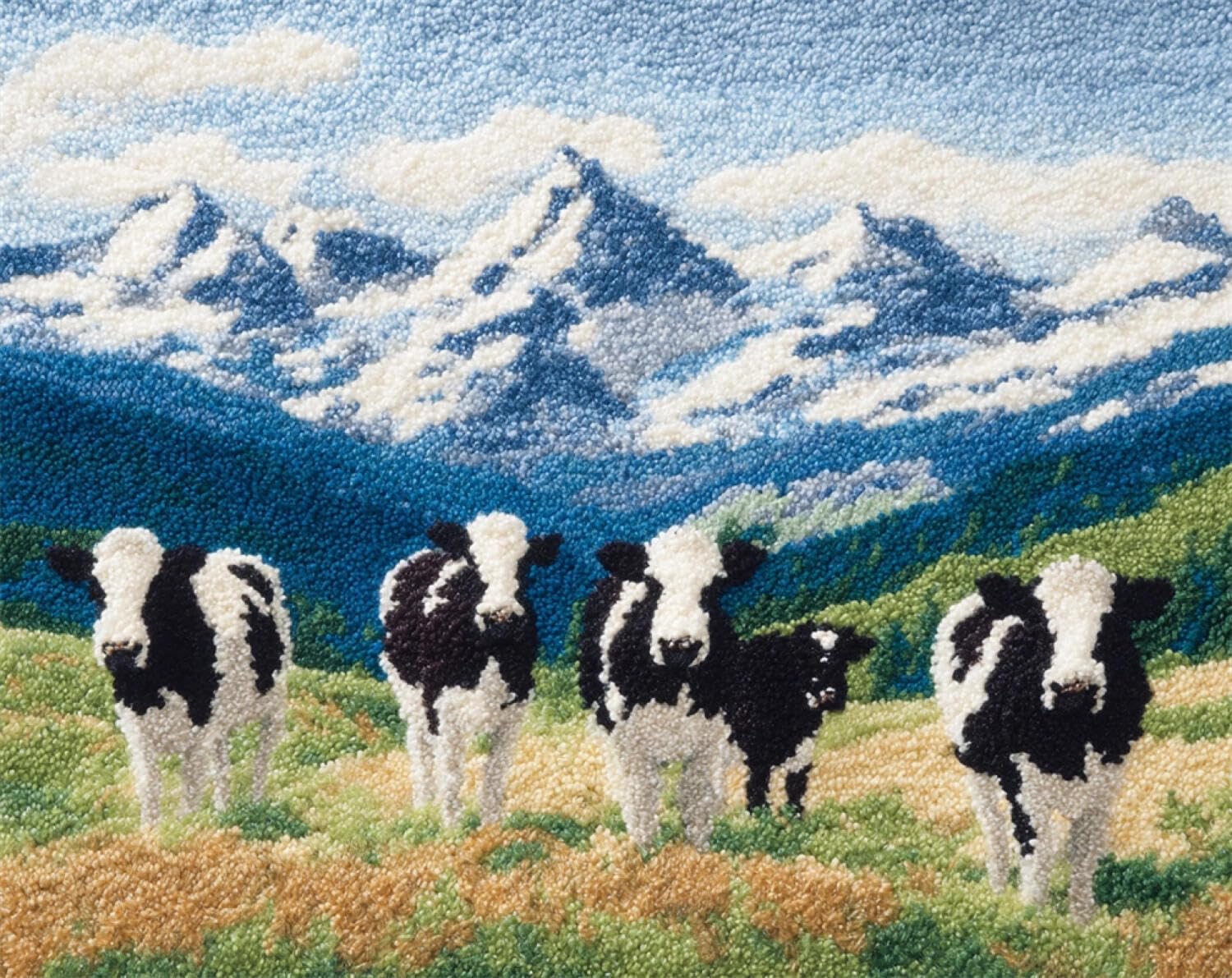 Henypt Color Diy Latch Hook Rug Kit Snow Mountain Wagyu 80X160cm