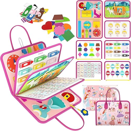 Freebear Busy Board - Juguetes de viaje para niños pequeños, libro silencioso, juguetes sensoriales para niños pequeños de 1, 2, 3, 4, juguetes