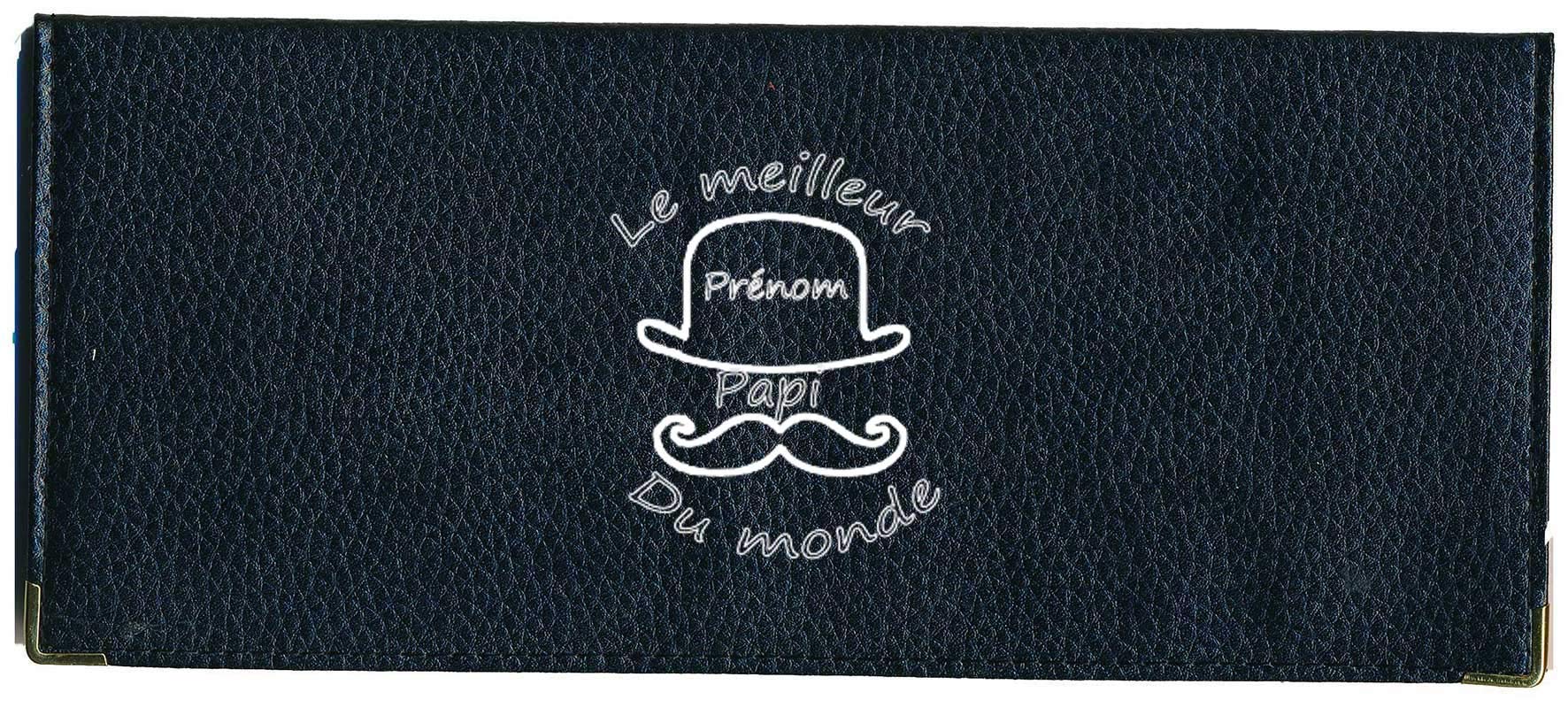 Porte Chéquier Long Personnalisable - Portefeuille Noir Motif Top Secret - Avec Emplacement Cartes