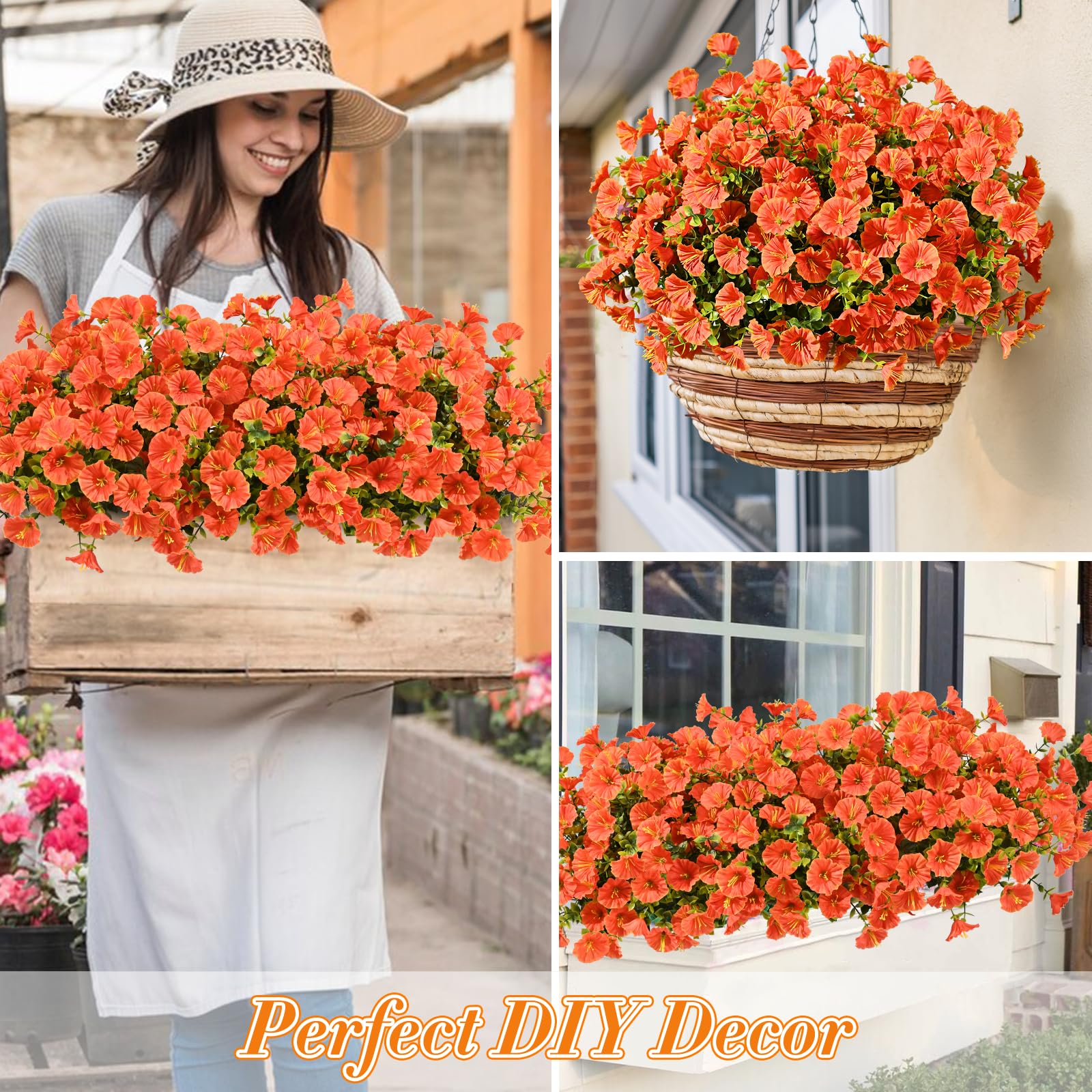 Waipfaru Fiori autunnali artificiali per decorazione, 36 fasci di fiori finti autunnali, petunie artificiali resistenti ai raggi UV, per esterni, decorazione per la casa, portico, vaso non incluso