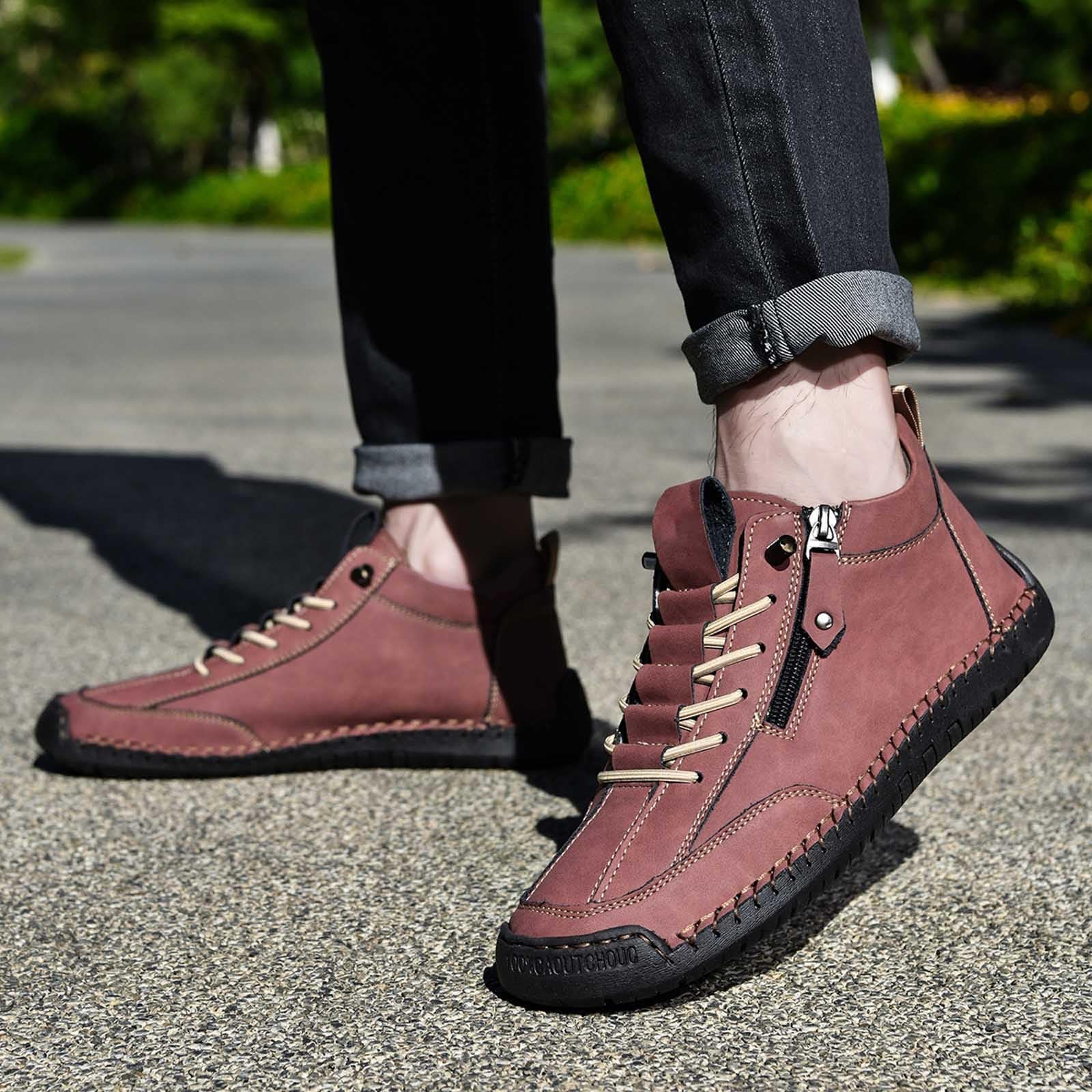Generisch Buty do stroju ludowego, ślubne, do stroju bawarskiego, buty rekreacyjne dla mężczyzn, z bocznym zamkiem błyskawicznym, sznurowane, do noszenia na co dzień, do całorocznego komfortu