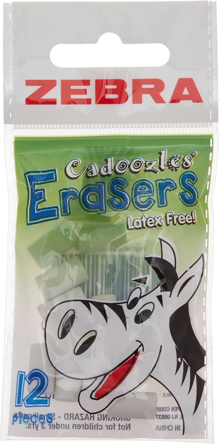 Zebra Pen Cadoozles Mechanical Pencil Eraser Refills, White, 12Piece