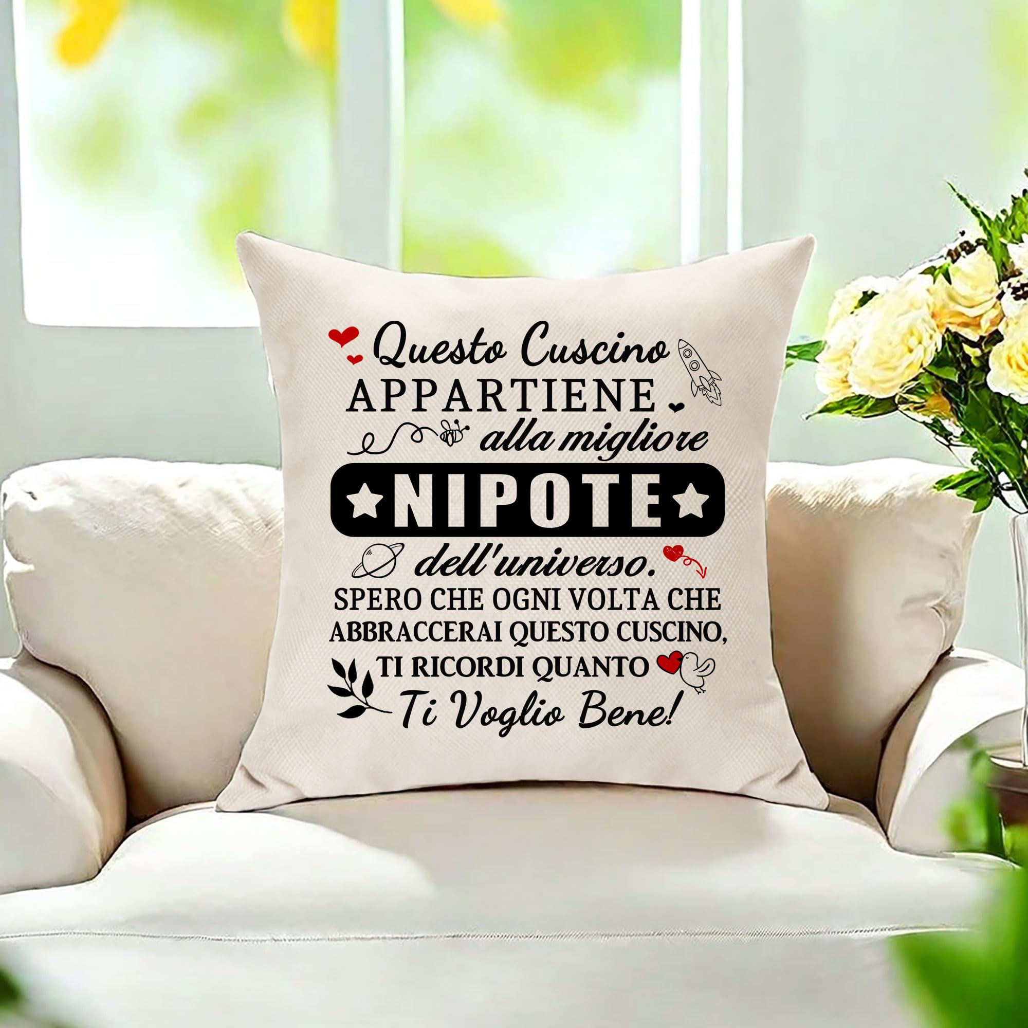 Hasodeo Nipote Femmina Copricuscino 45X45 CM Nipote Idee Regali Questo Cuscino Appartiene alla Migliore Nipote dell'Universo Idea Regalo di Compleanno Matrimonio Decorazione Keepsake (Nipote-Donne)