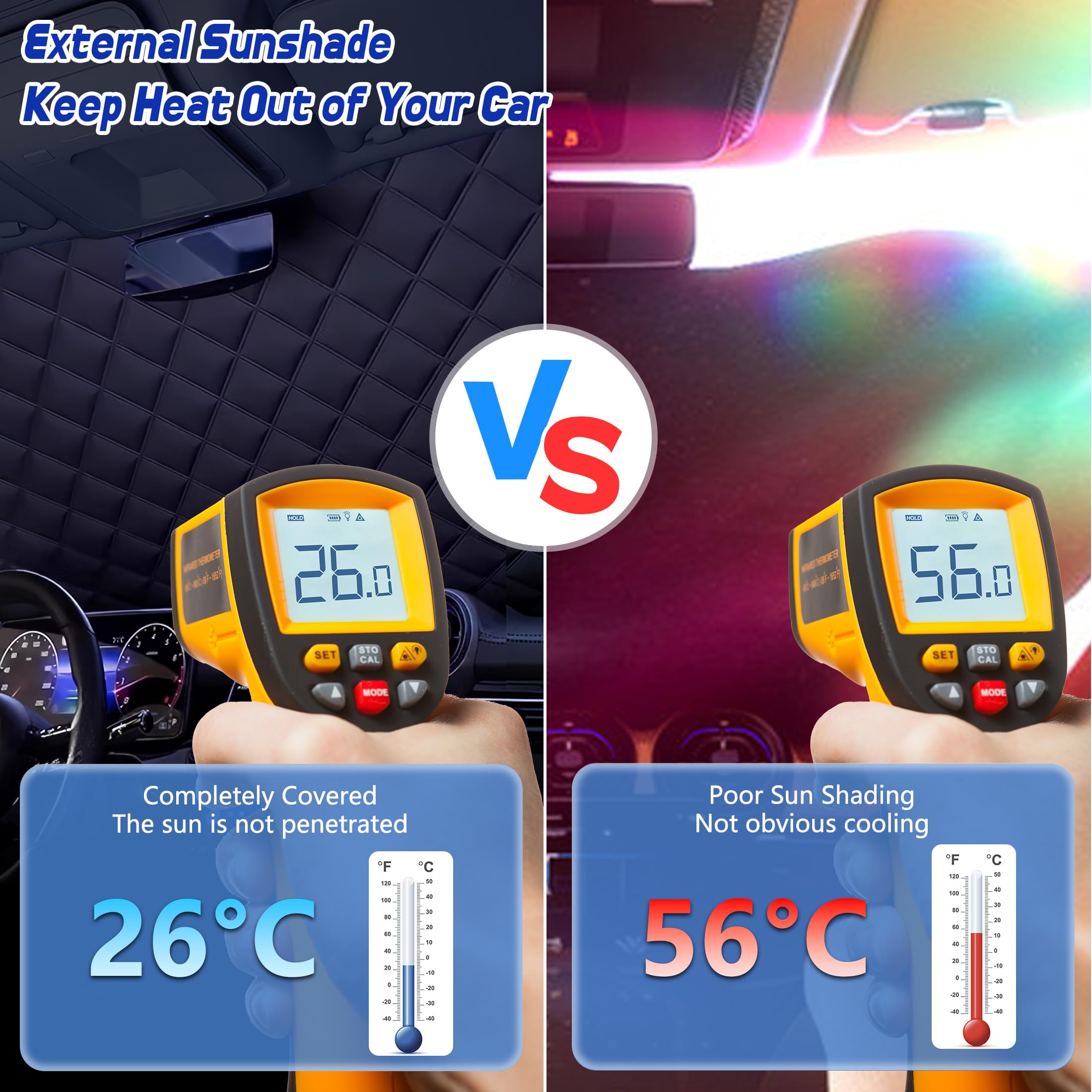 BLAZOR Couverture Pare Brise Voiture, Bâche Pare Brise Protection, Pare-Soleil Anti Givre Neige Anti Glace UV Soleil, Couverture Repliable Universelle pour la Plupart des Voitures et SUV