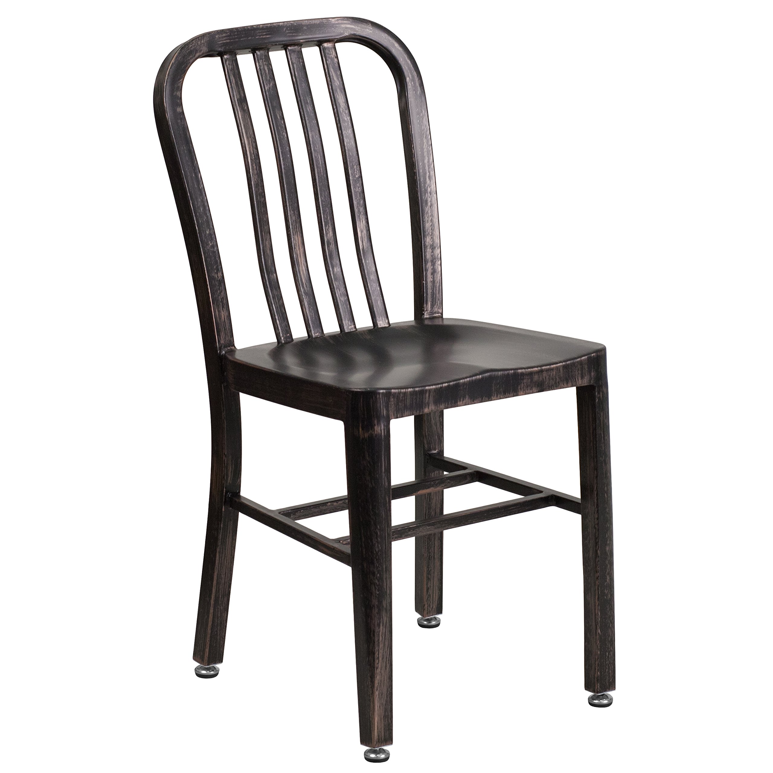 Photo 1 of Flash Furniture Commercial Grade Black-Antique Gold Metal Indoor-Outdoor Chair Black-antique Gold 1 Pack Chair