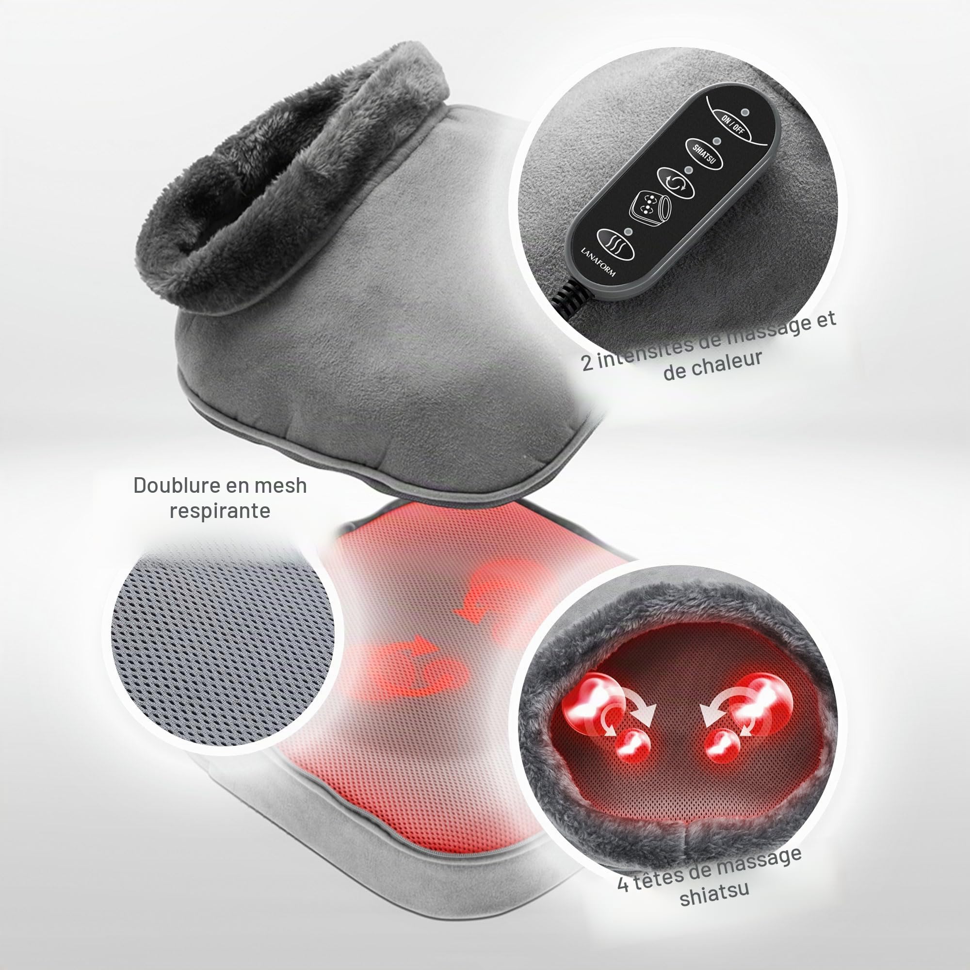 Chauffe-pieds électrique - Shiatsu - Massage chauffant - Pieds Dos Jambes