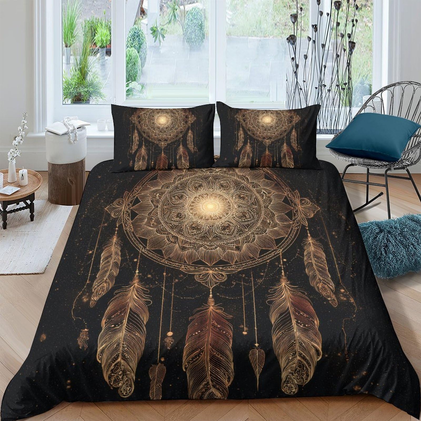 Ctjqhvkz Style-3 3D Printed Dreamcatcher Fitted Sheet Microfiber Soft Mandala Bed Cover For Bedroom Dorm Mattress Protection Decor Single（135X200cm）