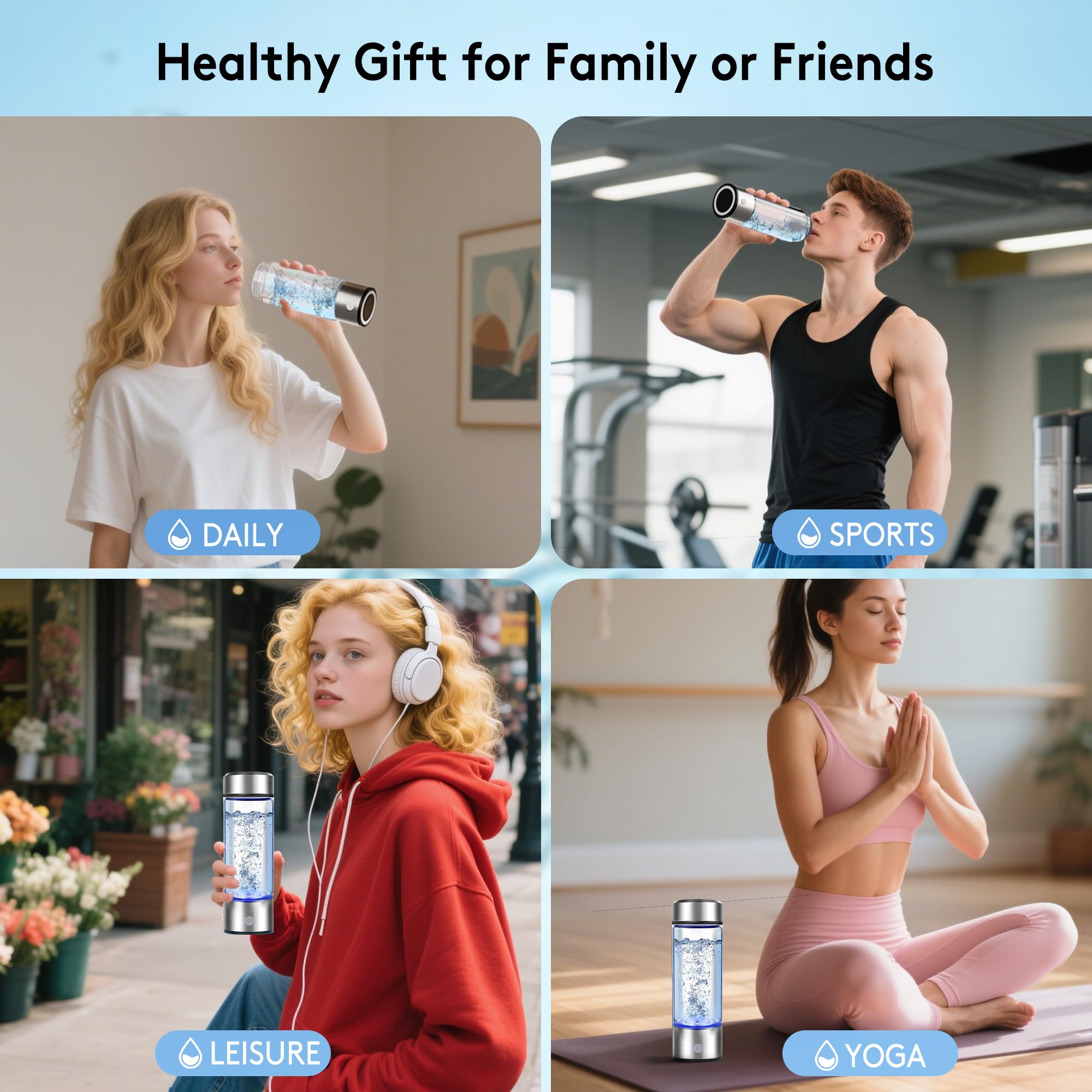 2026 New Hydrogen Water Bottle, 2800PPB in 3Min, SPE PEM Tech, Portable 16OZ, Rechargeable Hydrogen Water Bottle for Travel, Home, Office – Gift for Family & Friends (XR-14)