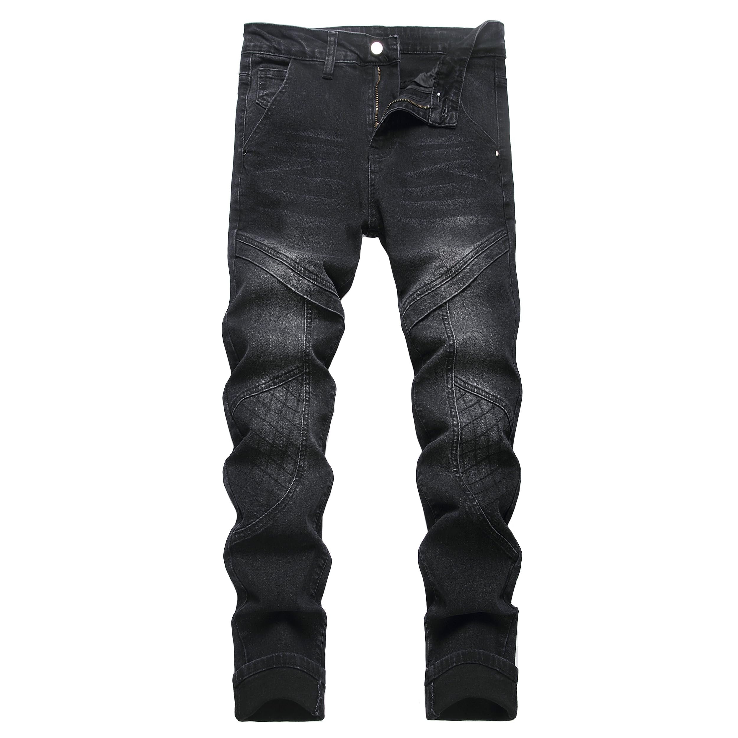 JUNBAOSS Men's Slim Fit Stretch Jeans Ripped Skinny Jeans for Men, Distressed Straight Leg Fashion Comfort Flex Waist Pants