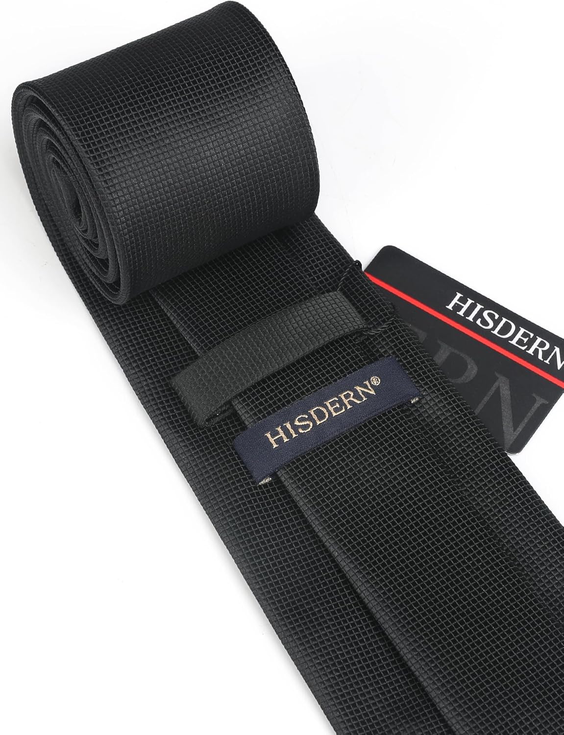 HISDERN Ties for Men Plaid Checkered Tie with Pocket Square Woven Business Formal Necktie Handkerchief Set Wedding Party - Image 4