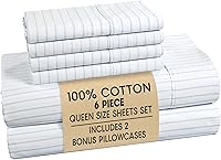 Vista 57 de Casa Platino Juego de sábanas tamaño Queen – Sábanas 100% algodón tamaño Queen refrescantes con 4 fundas de almohada, sábana bajera de bolsillo