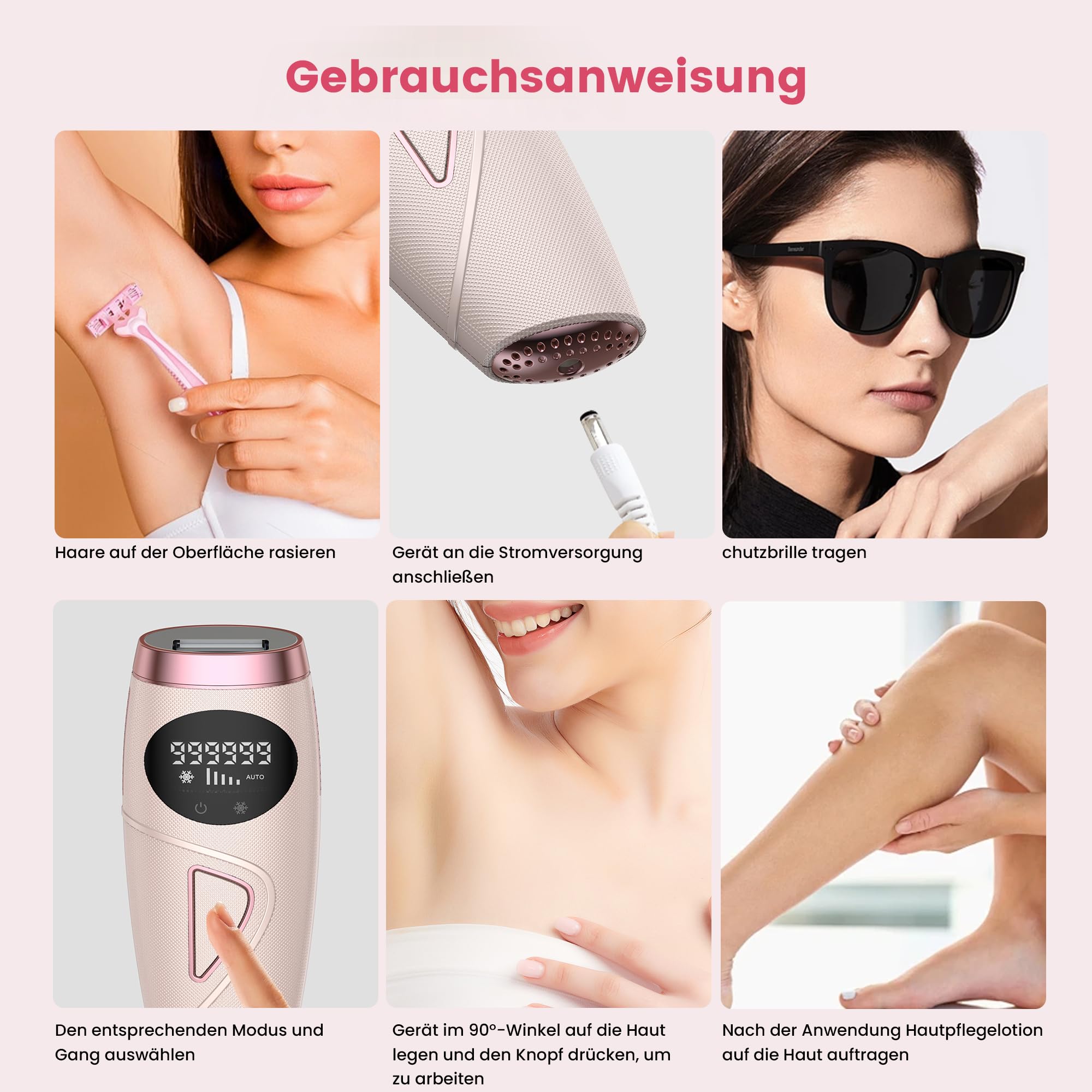 Atopskins IPL Haarentfernungsgerät, Schmerzlose Laser-Haarentfernung, 5 Intensitäten IPL Geräte Haarentfernung Und IPL Laser 2 in 1, Kann am Ganzen Körper Angewendet Werden, Inklusive IPL-Schutzbrille