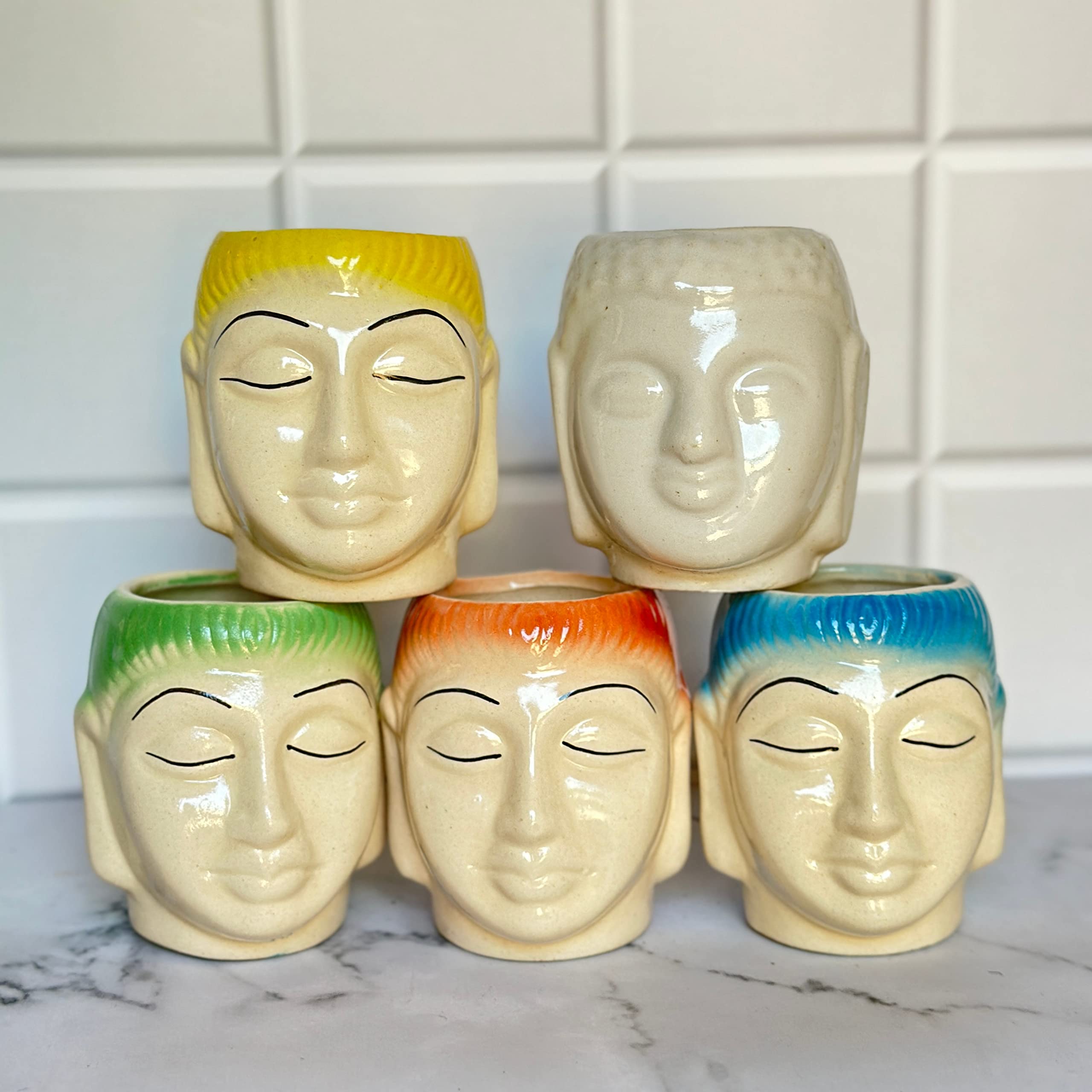 Indian Gardens - Ceramic Pot for planters (Buddha Pot) (Set of Any 4) (B0C55J4ZT9) Amazon Price History, Amazon Price Tracker