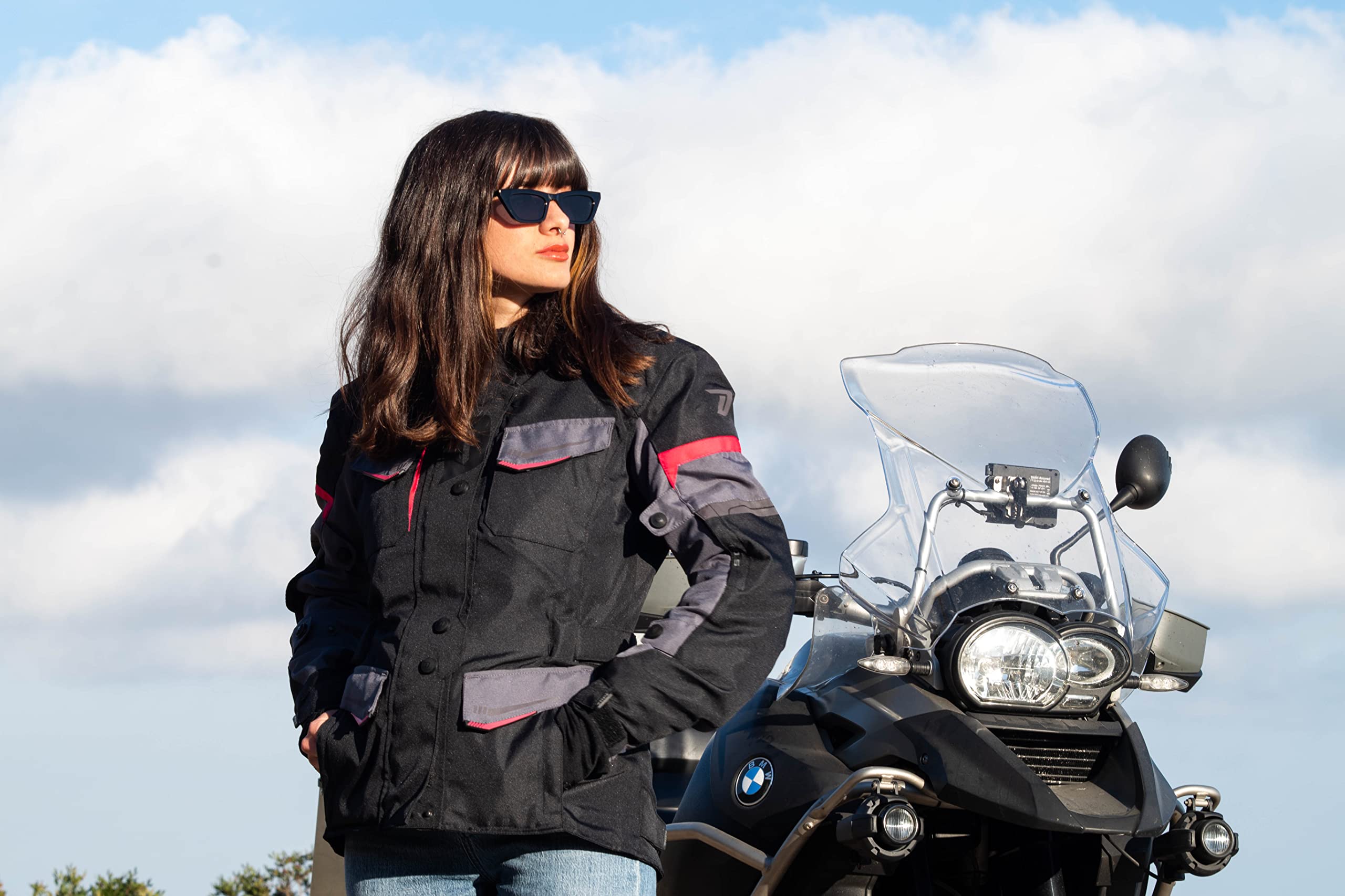 TRAVEL LADY | Motorradjacke Damen mit Protektoren [ Schulter & Ellbogen ] Motorrad Trail Jacke + Herausnehmbares Winterfutter - Homologiert