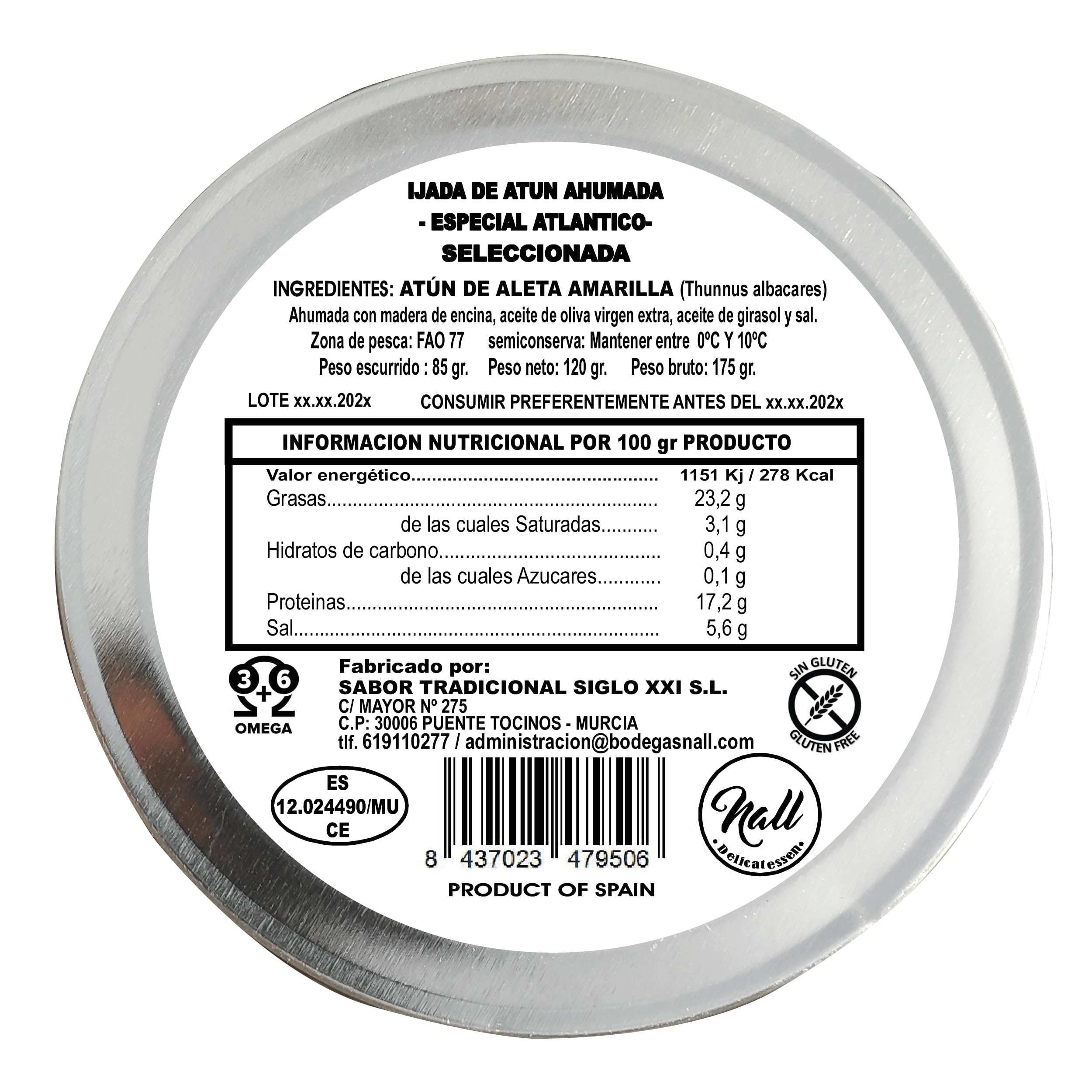 NALL DELICATESSEN Ventresca de Atún Salvaje (Ijada de atún) con aroma AHUMADAS | Elaboración Artesanal con Aceite de Oliva Virgen Extra | (3 Latas)