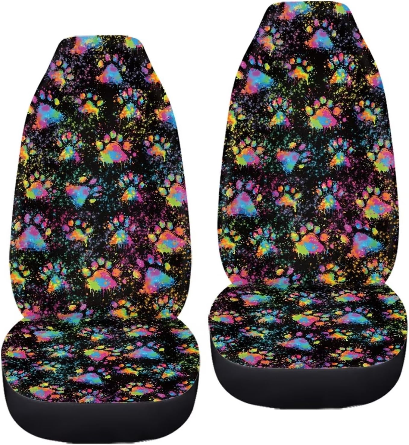 Coldinair Tie Dye Dog Paw Car Seat Covers Protects Front Seat Cushion Auto Interior Decor Accessories Front Washable Seat Covers for Women Men