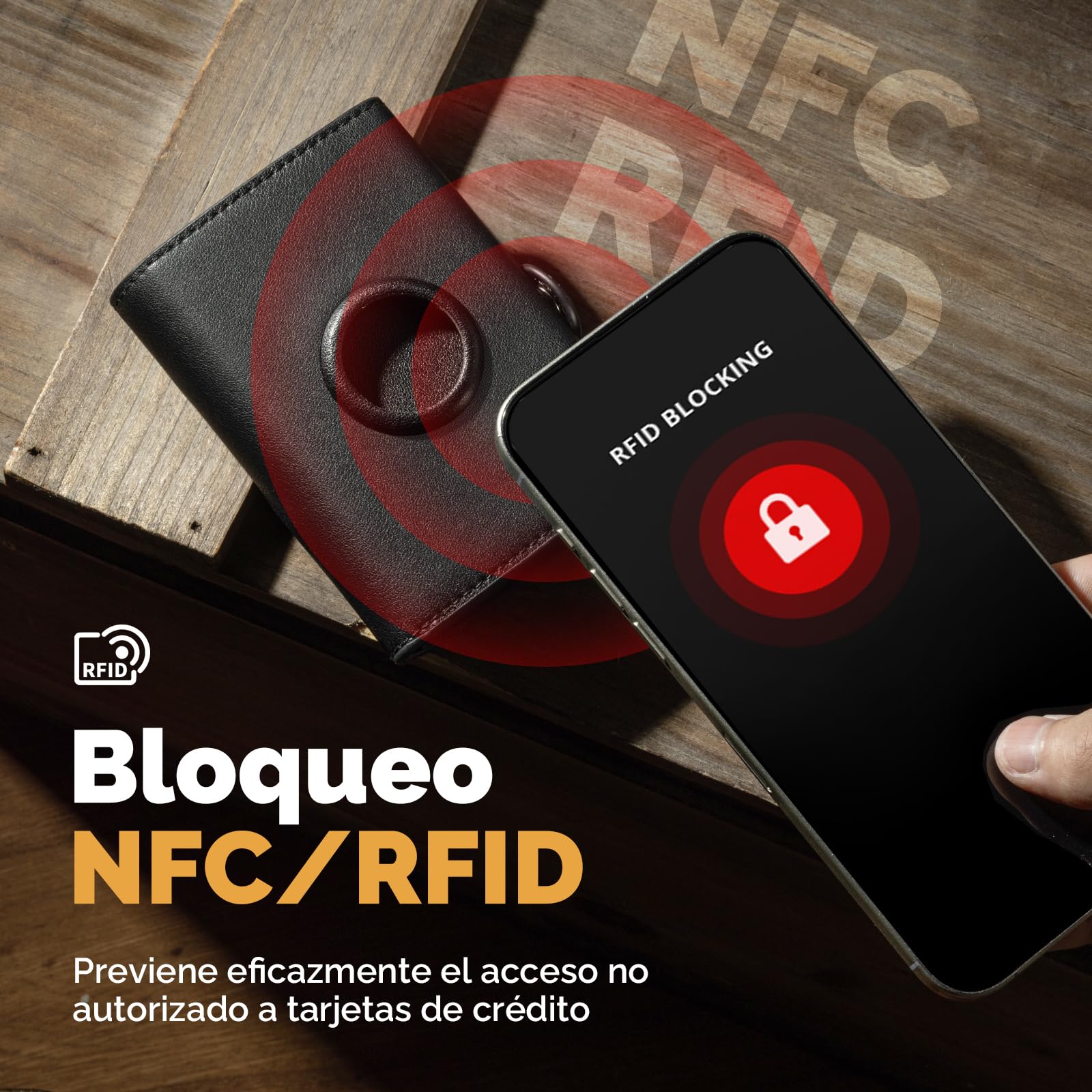 Cartera para Hombre, Cartera RFID Smart Wallet for Men, Compact Monedero para Hombre para 12 Tarjetas, Monedero con Compartimento para Monedas y ID Ventana