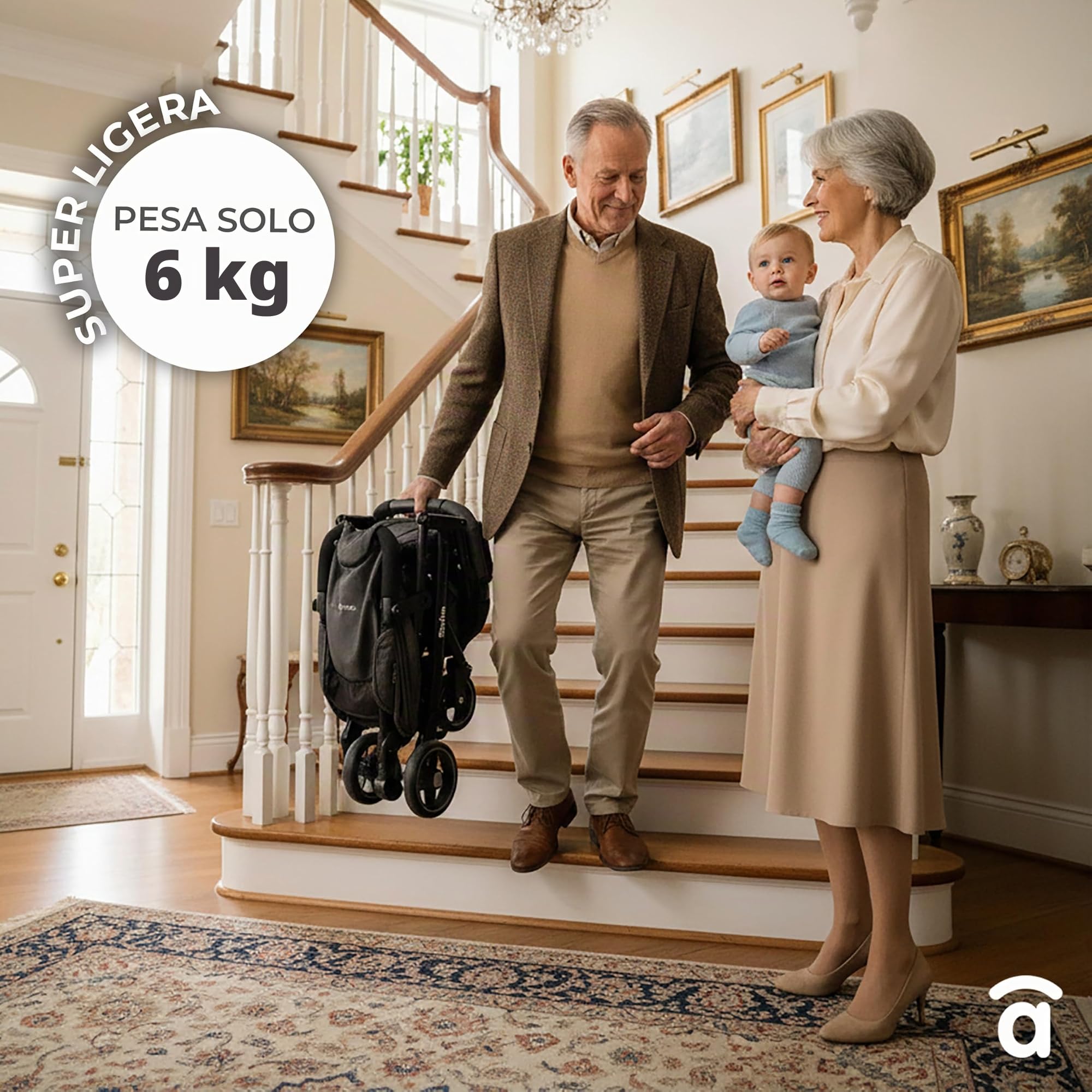 Asalvo TUMBUCTÚ Silla de Paseo Ultraligera Bebé, Carrito de paseo, Respaldo Reclinable, Cochecito Urbano, Arnés 5 Puntos, SPF50+, Capota con Ventana, Manejable, Desde Nacimiento Hasta 23 kg, Beige