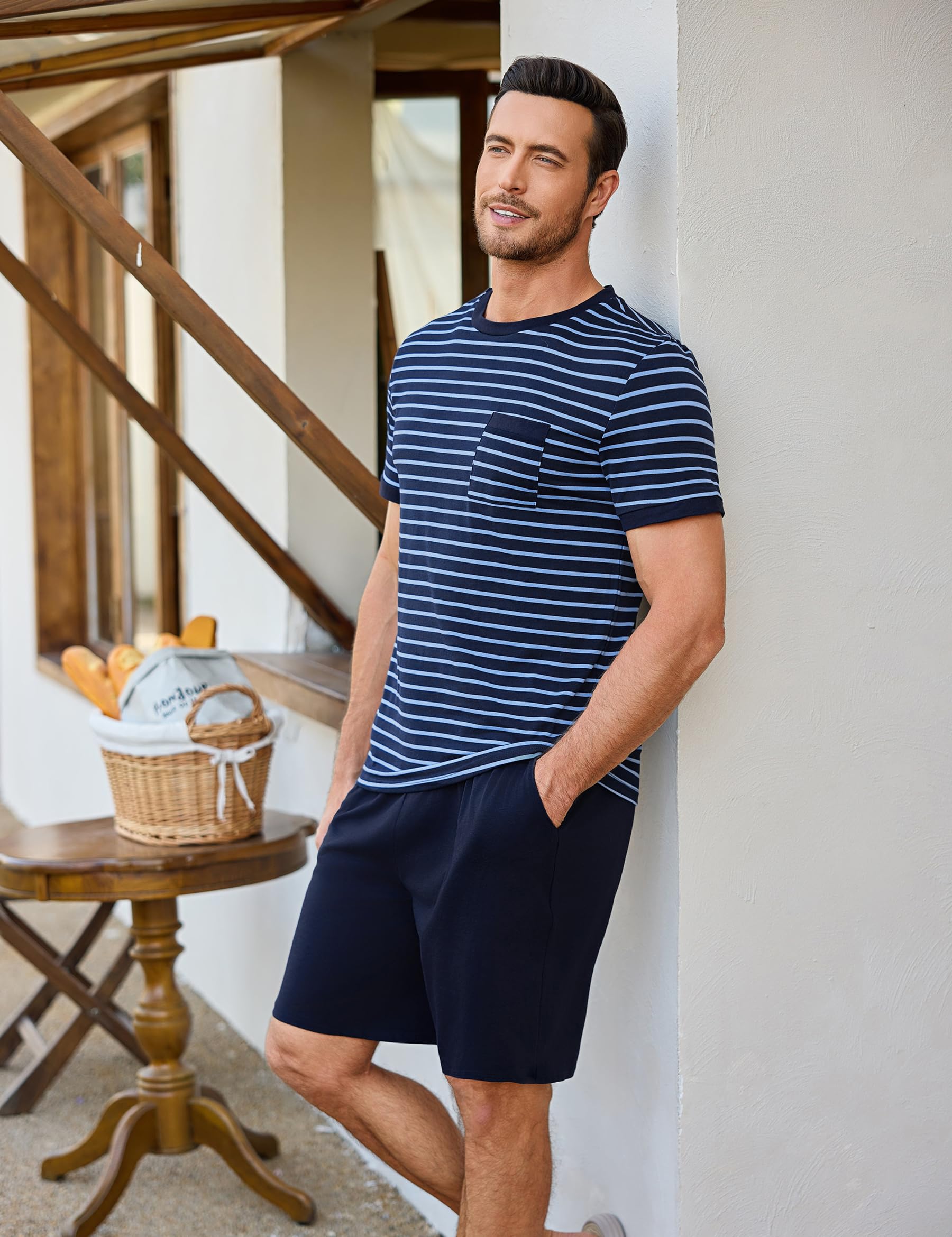 Pijama Corto Hombre Algodon Bolsillos Ligero Suave
