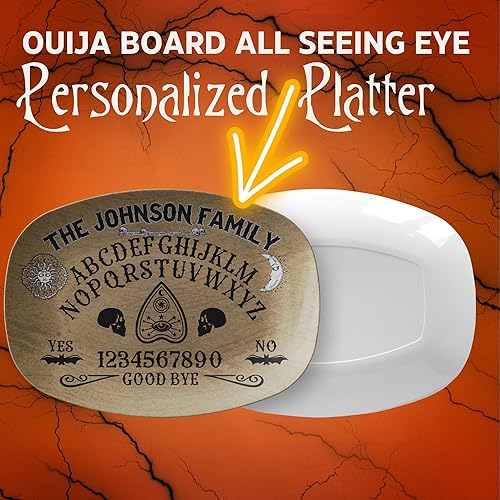 Miniatura 4 de Ouija Board Spirit Board Planchette Personalized Platter, Sun Moon Skull Bats Evil Eye Halloween Platter For Serving Food, Halloween Party Platter