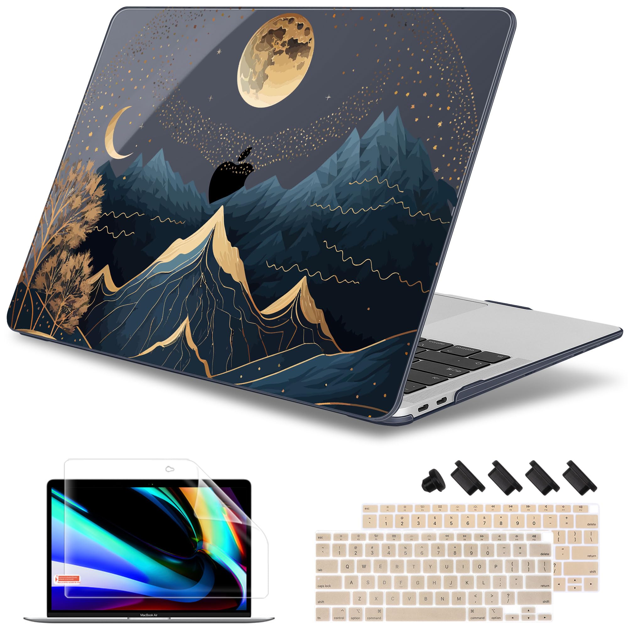 May Chen Compatible with MacBook Air 13 inch Release 2021 2020 2019 2018 (Models: M1 A2337/A2179/A1932), Plastic Hard Shell Case for MacBook Air 13 with Retina Display & Touch ID, Traditional