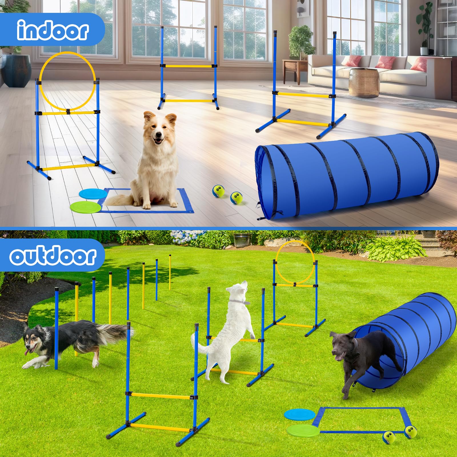 Hunde-Agility Parcours Set – 17-teilig Mit Tunnel, Sprungring & Hürden Für Garten- Und Indoor-Training