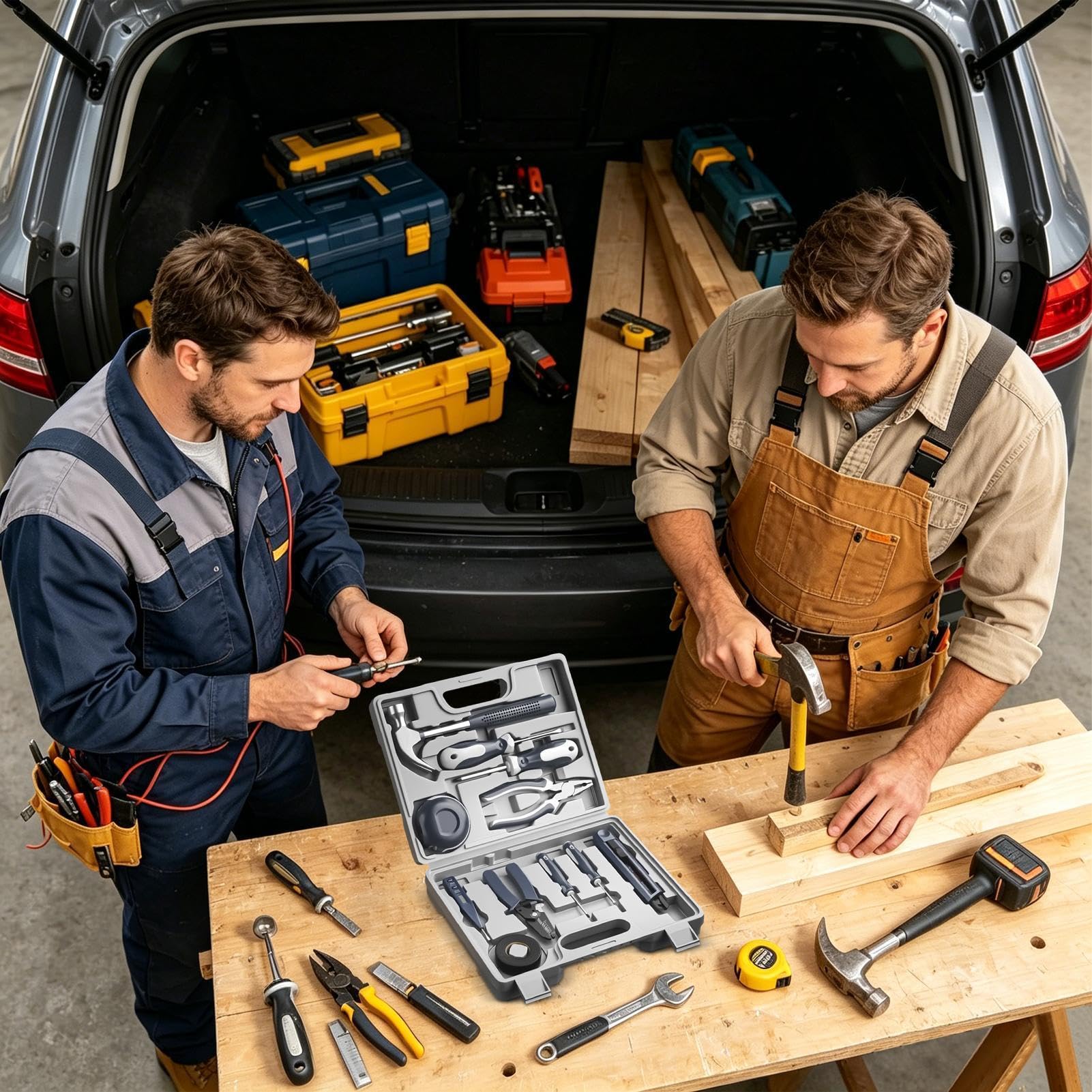 Kit Attrezzi Domestici 11 Pezzi Hardware Portatile Multifunzione | Kit di attrezzi per auto Per Riparazioni Urgenti Casa Appartamento Ufficio Auto Miglioramento