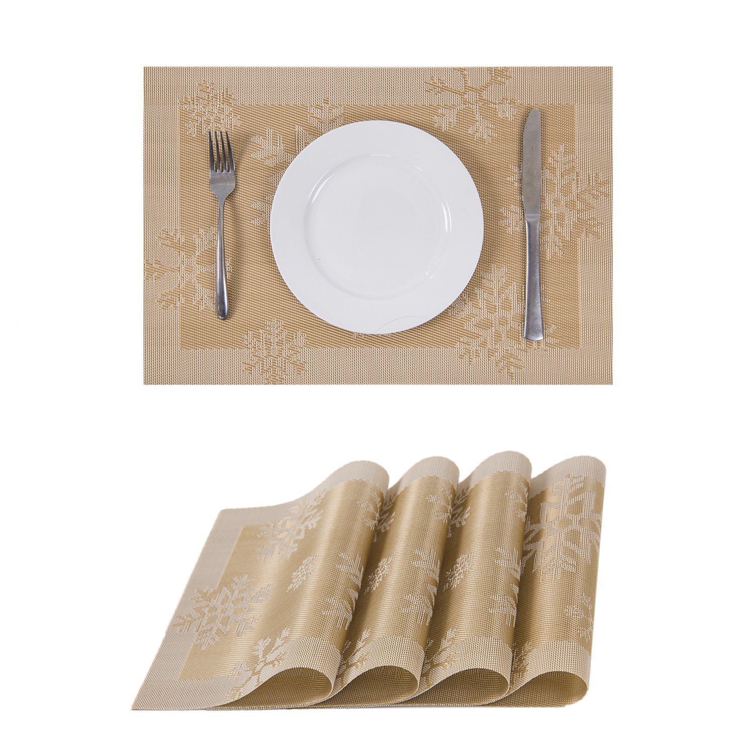 Placemats,Placemats for Dining Table,Heat-Resistant Placemats, Washable PVC Table Mats,Kitchen Table mats Set of 4