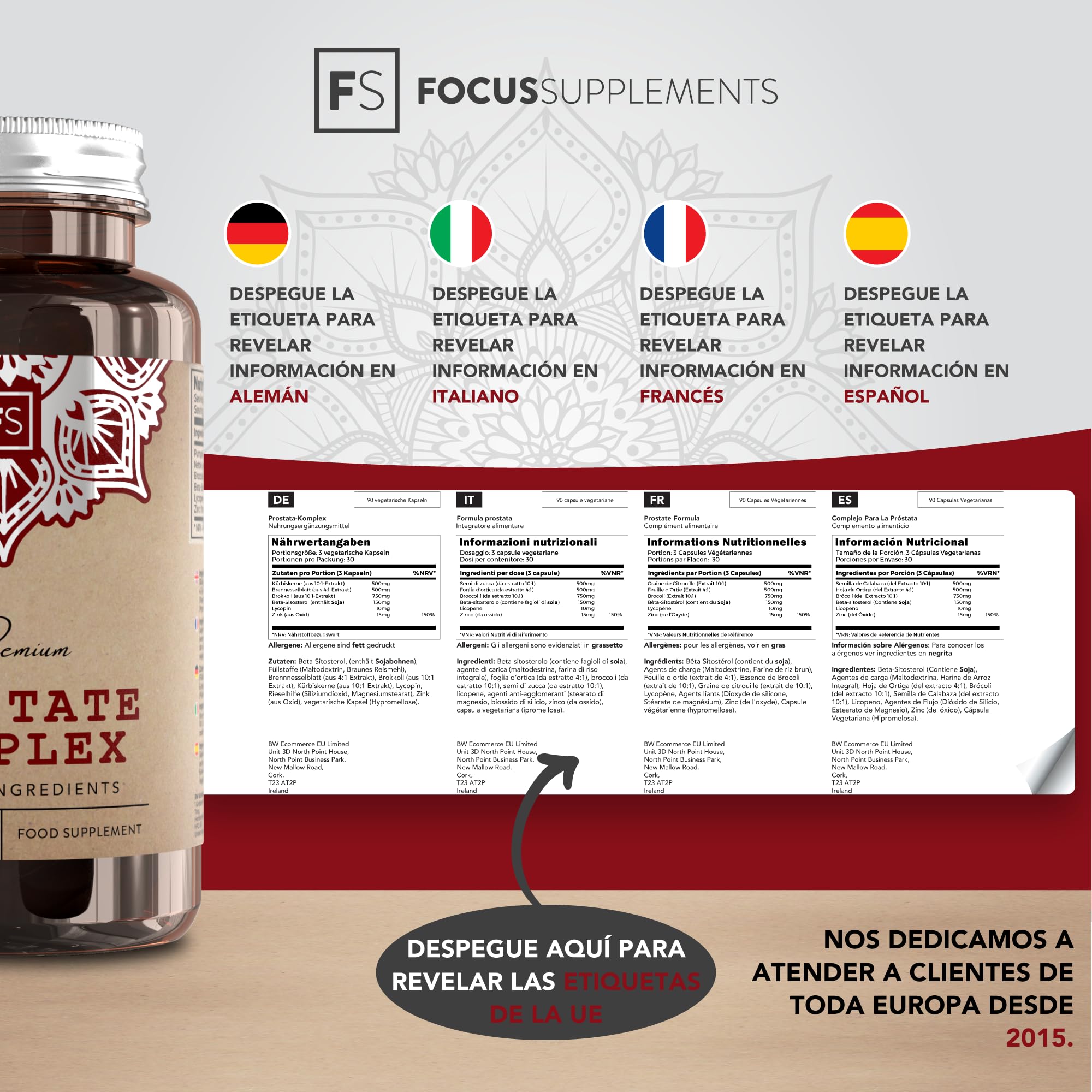 FS Prostata Capsulas | 90 Prostata Capsulas - 6 Ingredientes Activos:, Hoja de Ortiga, Semilla de Calabaza y Zinc | Sin OGM, Gluten ni Alérgenos | Fabricado en el RU