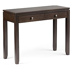 SIMPLIHOME Burlington SOLID WOOD Transitional 42 inch Wide Writing Office Desk in Mahogany Brown for the Office Desk, Writing Table, Workstation and Study Table