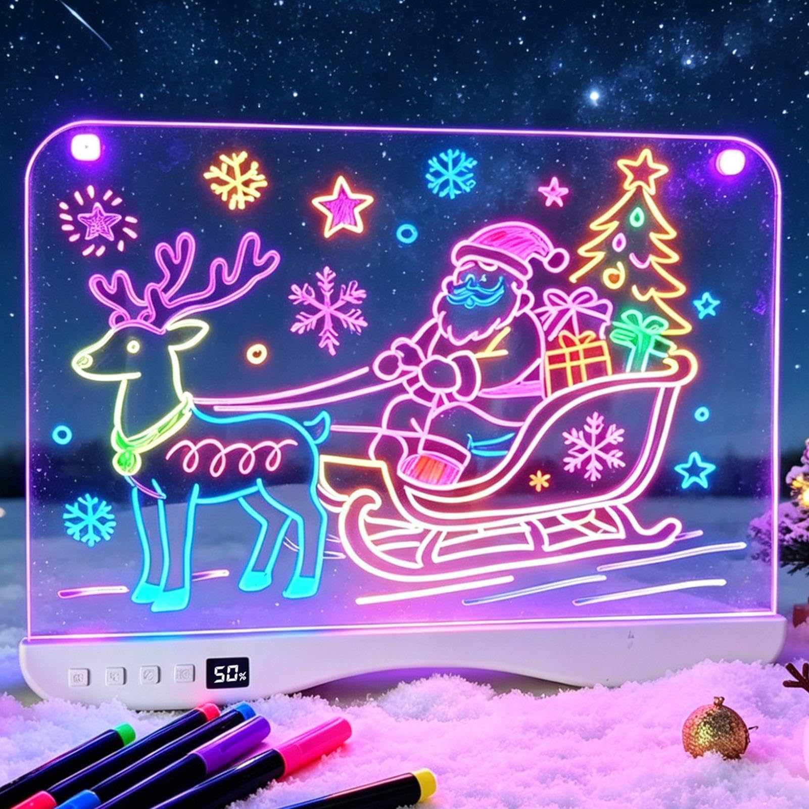 Pizarra De Dibujo LED 9 Colores 4 Modos Tableta Recargable Y Borrable