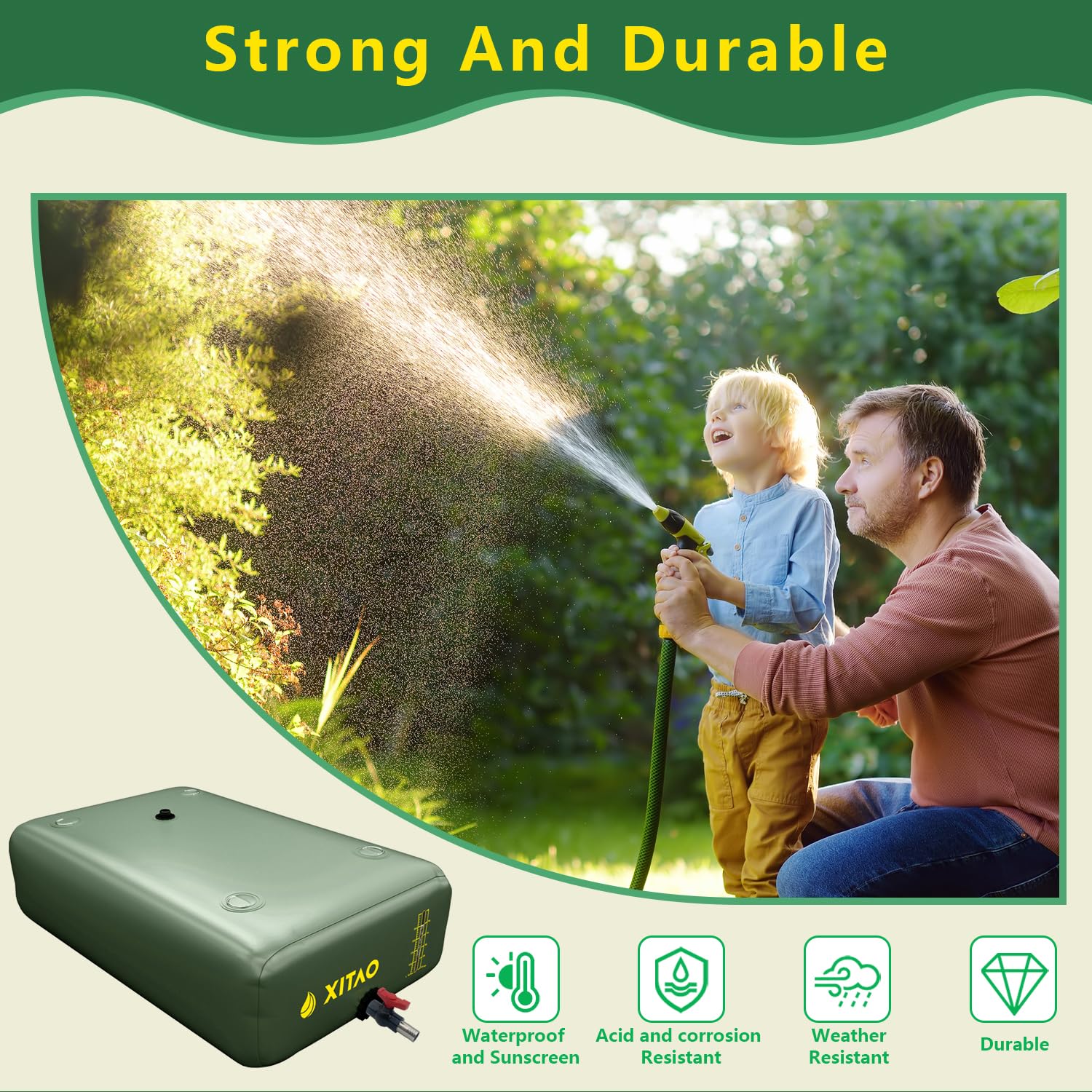 Vessie D'eau Pliable Ezcasch – 240L, PVC Résistant, Avec Valve Et Tuyau – Camping, Jardin, Irrigation