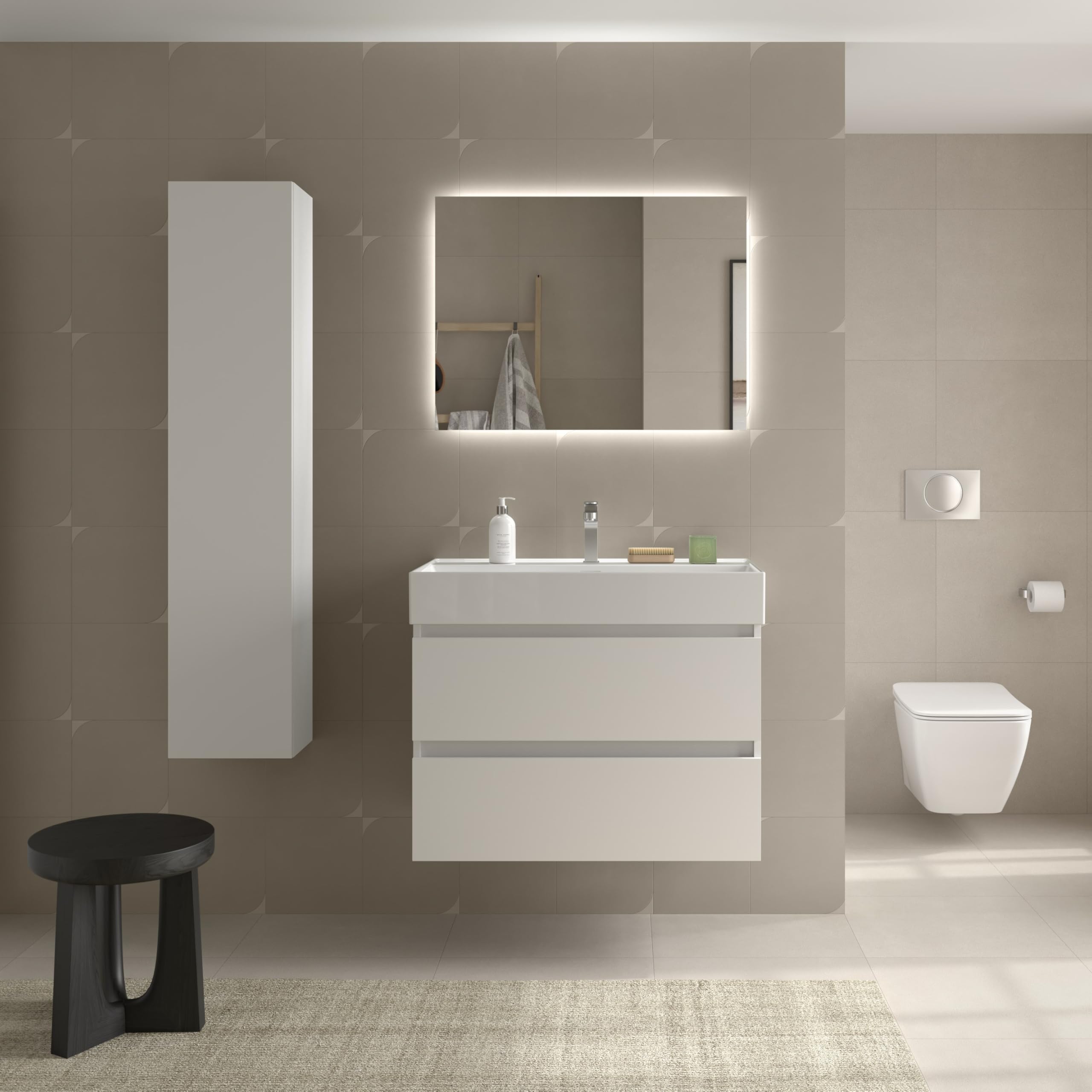Salgar Mueble de baño Bequia 80cm + Lavabo cerámica | Blanco Mate|80x45x66