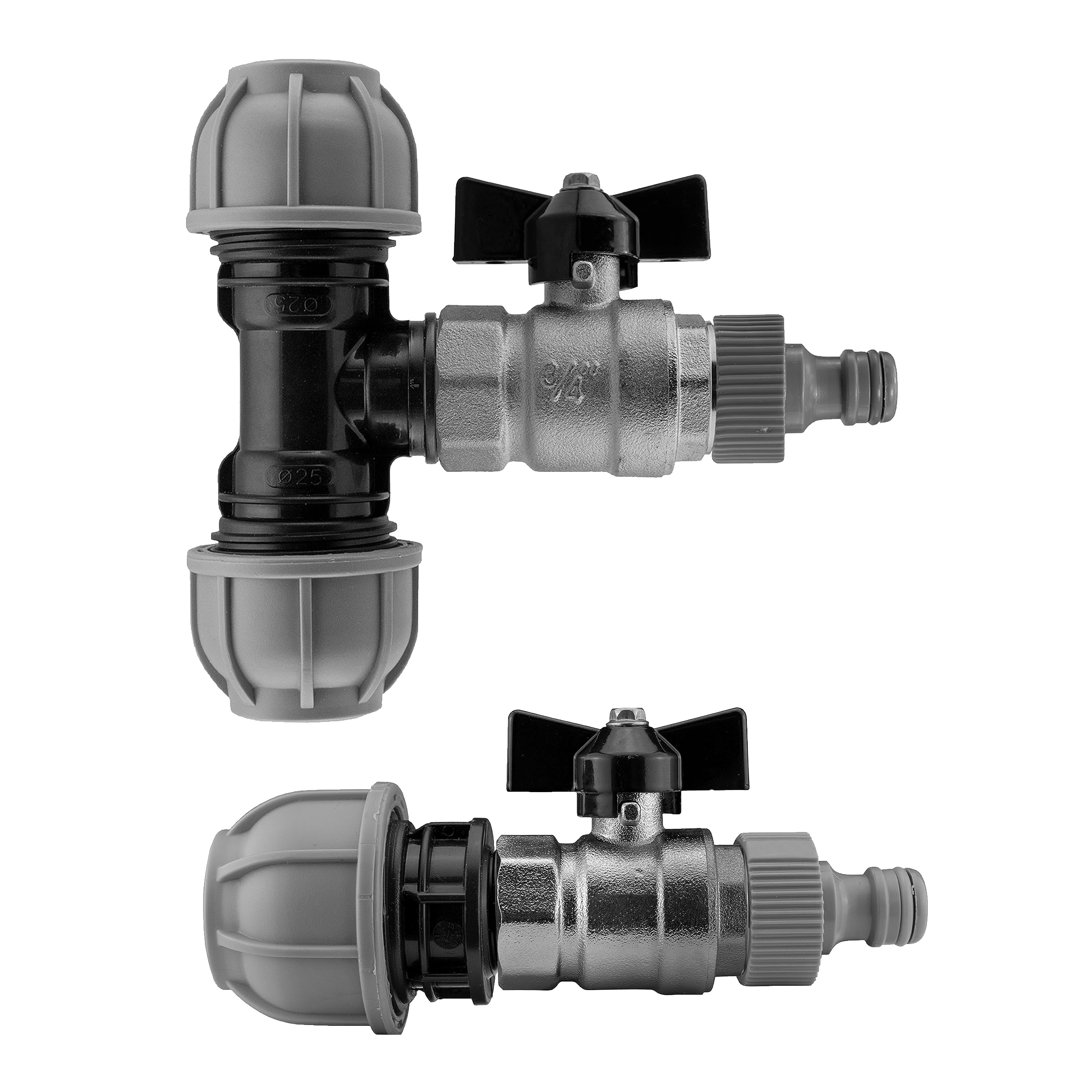 Cost Wise Multi Mdpe Compression Water Supply Pipe Fitting To Metal Butterfly Valve-Universal Click-Lock Hose Connection Kit,For 20Mm,25Mm Or 32Mm Pipe (25Mm Tee)