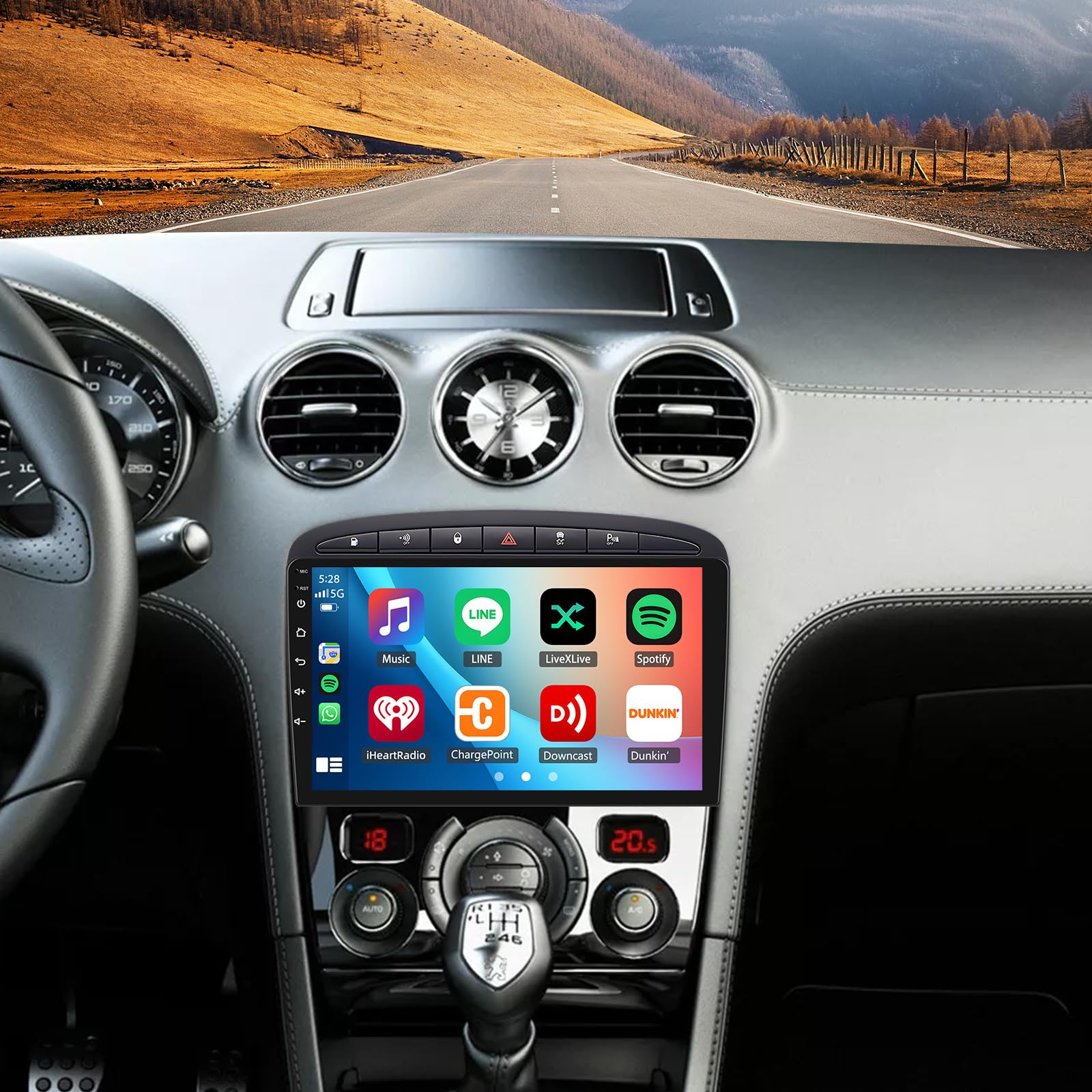 Autoradio pour Peugeot 308 2007-2015 avec sans Fil CarPlay Android Auto