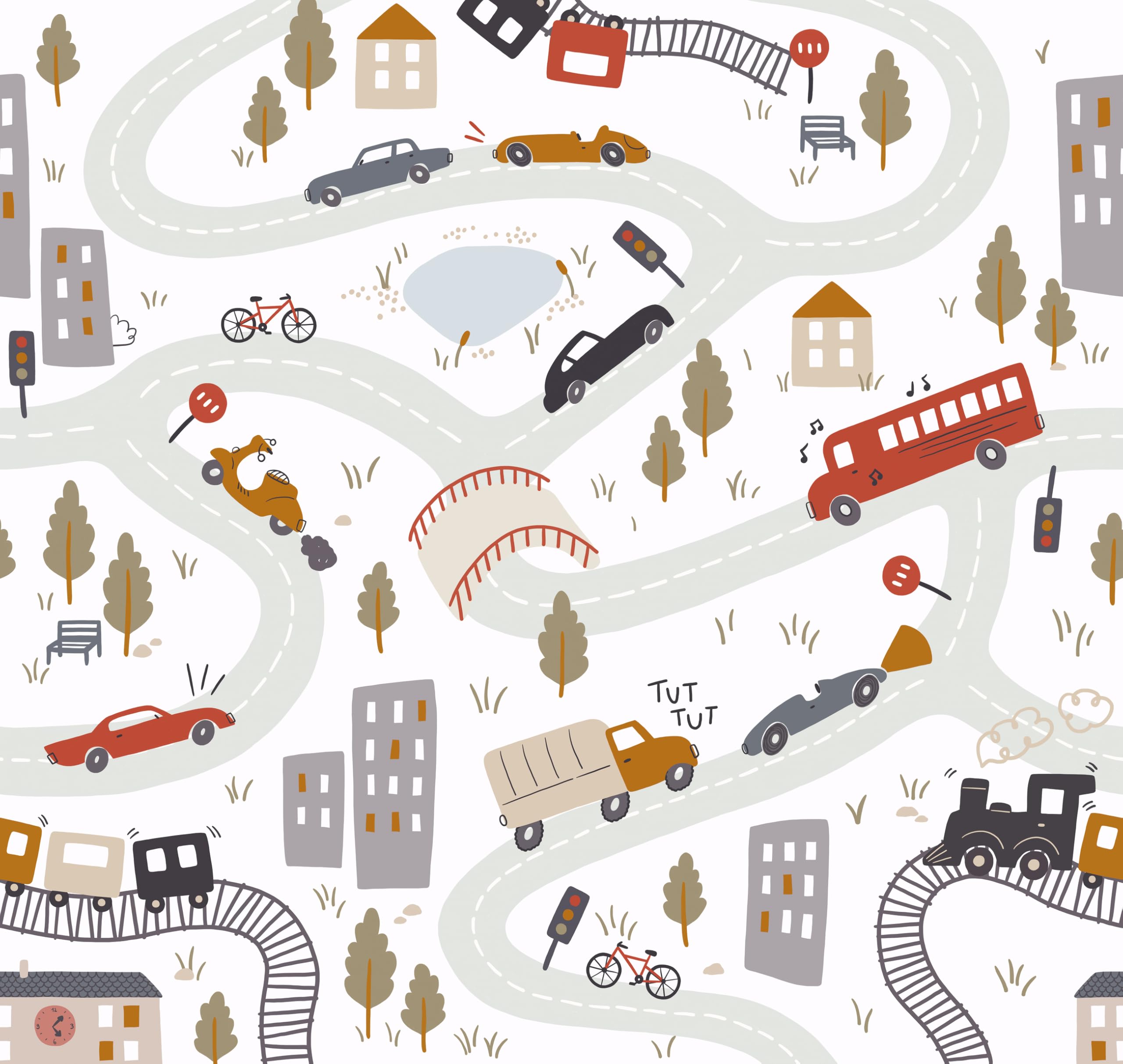 Roomblush Red - Cars - Non-Woven Wallpaper - Nursery - 300Cm X 285Cm - Rb383