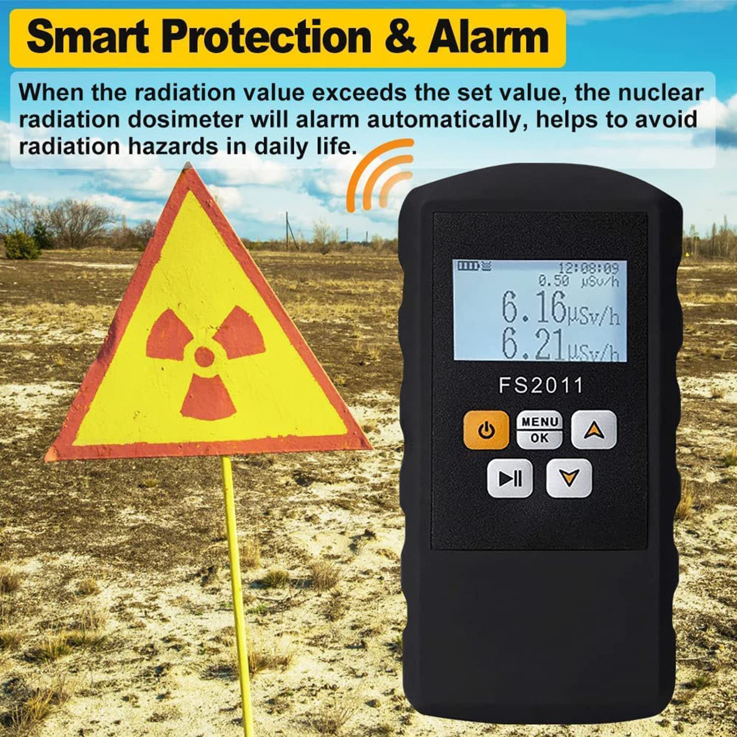 Detector de radiación nuclear profesional: dispositivo de alarma de dosificación de contador Geiger con pantalla LCD, detector de radiación personal, monitor de dosímetro portátil