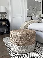 Vista 10 de S & L Homes Puf otomano – 100% yute trenzado reposapiés puf de punto a mano tradicional de cordón bohemio para sala de estar, dormitorio, guardería